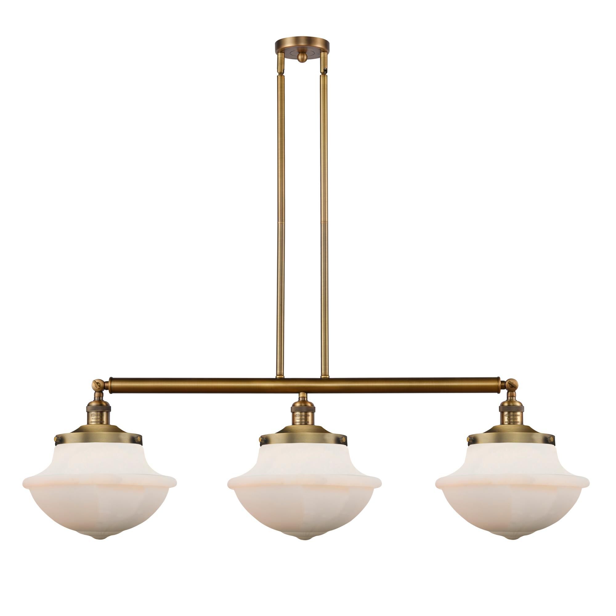 Shown in Brushed Brass finish and Matte White Cased Large Oxford glass