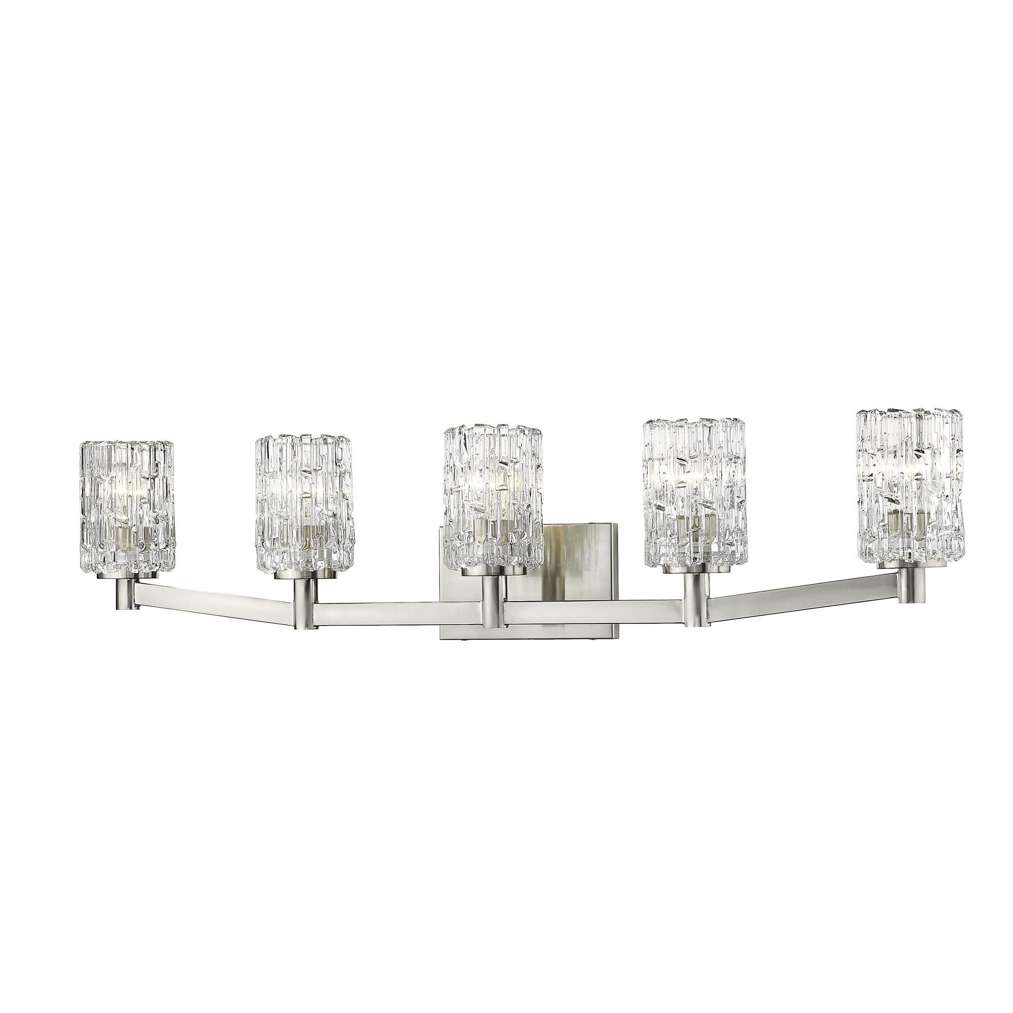 Shown in Brushed Nickel finish and Glass shade