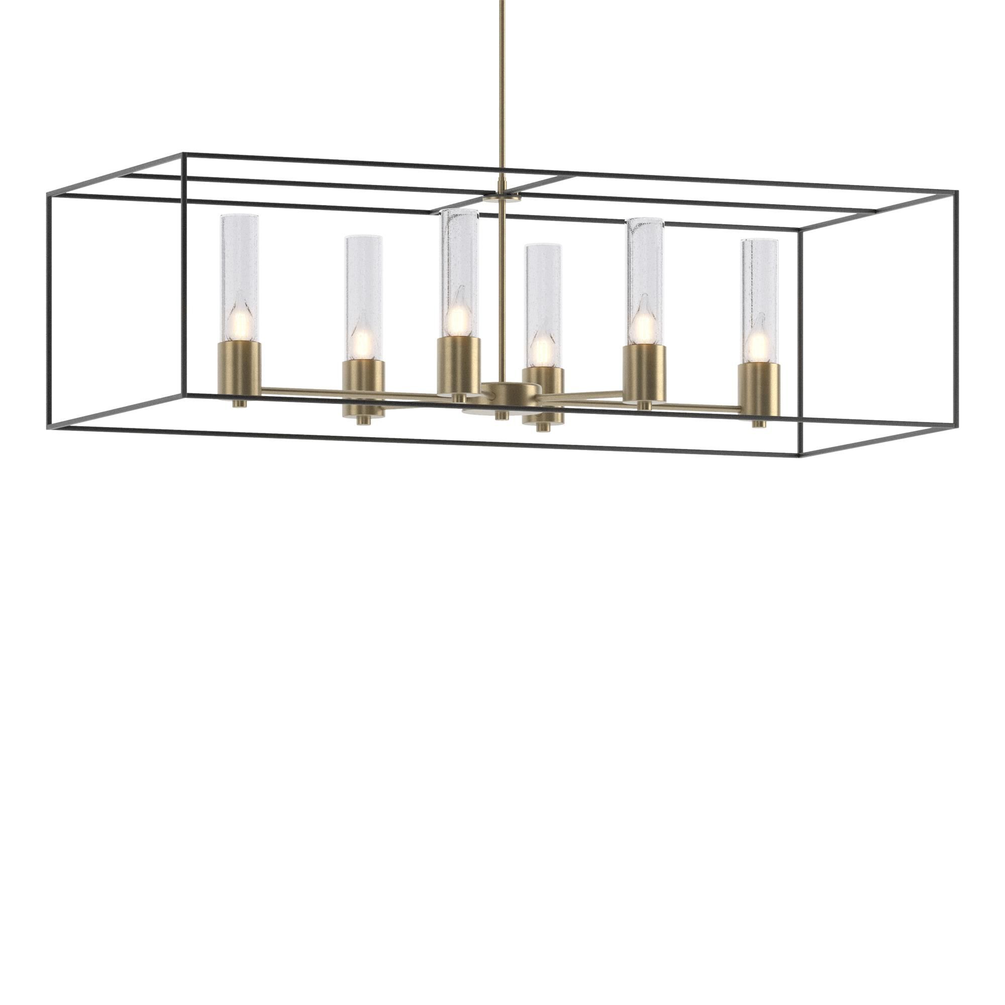 Shown in Soft Gold finish and Clear glass and Black accent