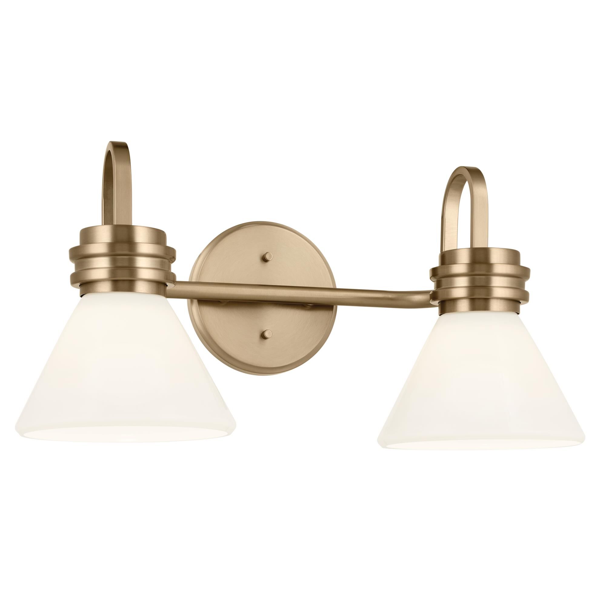 Shown in Champagne Bronze finish and Opal glass