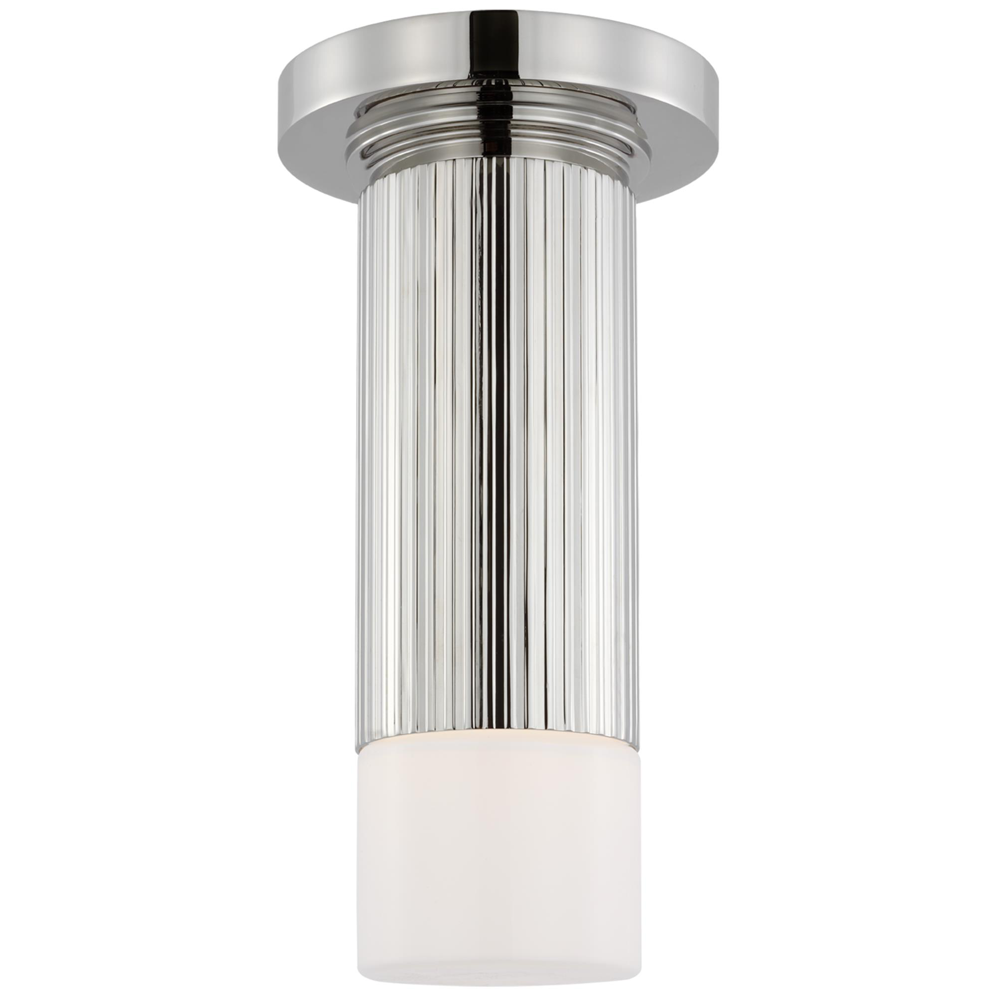 Shown in Polished Nickel finish and White glass