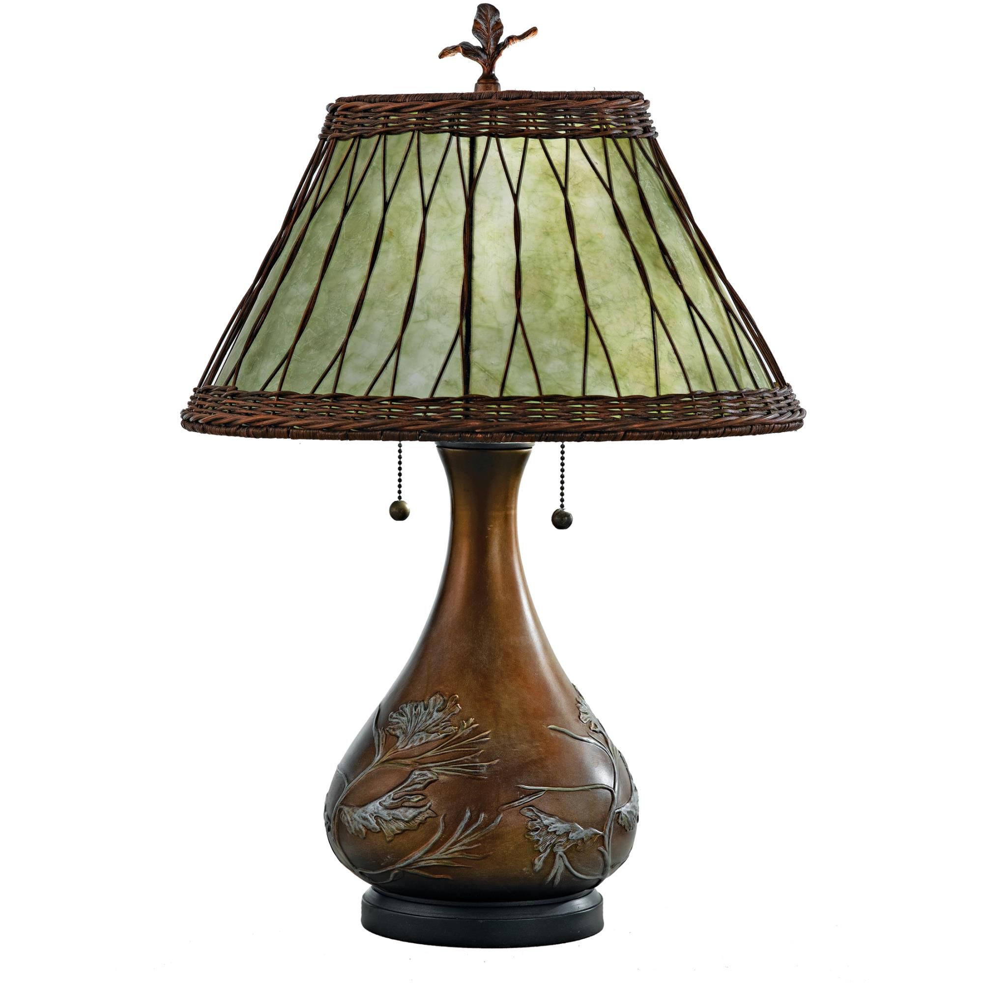 Shown in Bronze finish and Soft Green Mica glass