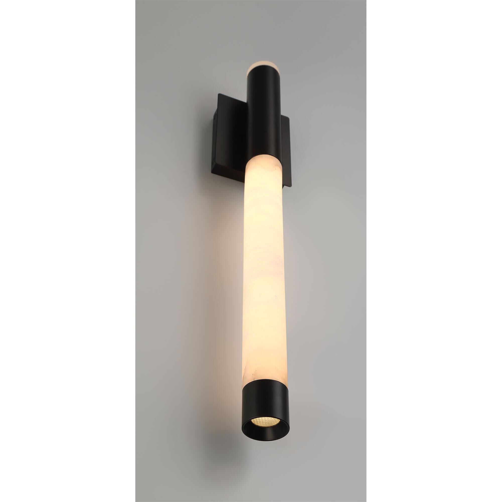 Shown in Weathered Brass finish and Alabaster glass