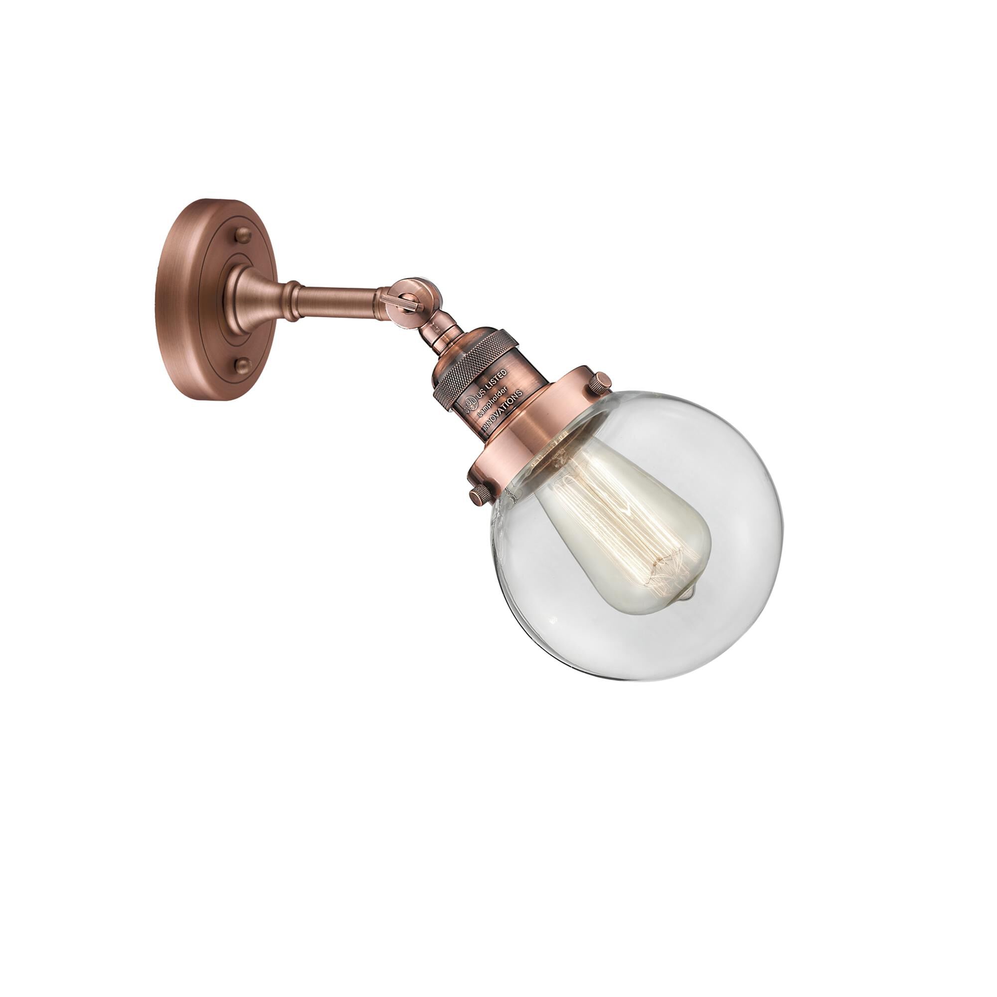 Shown in Antique Copper finish and Clear glass and No Accent accent