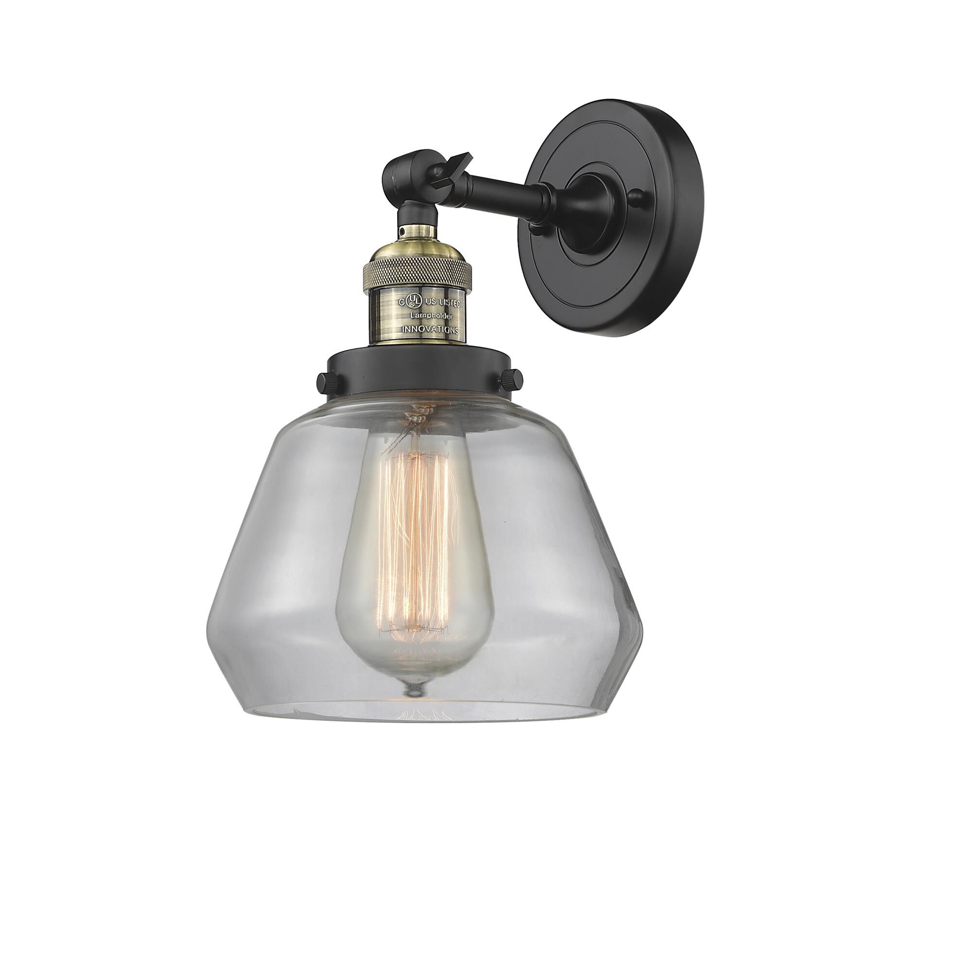 Shown in Black Antique Brass finish and Clear glass