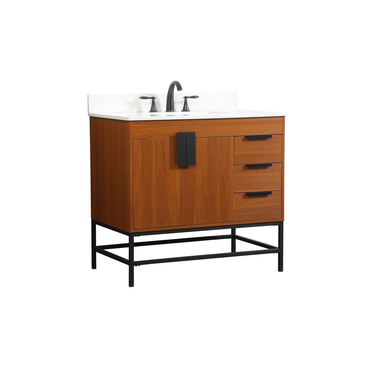 Shown in Teak finish and With Backsplash accent