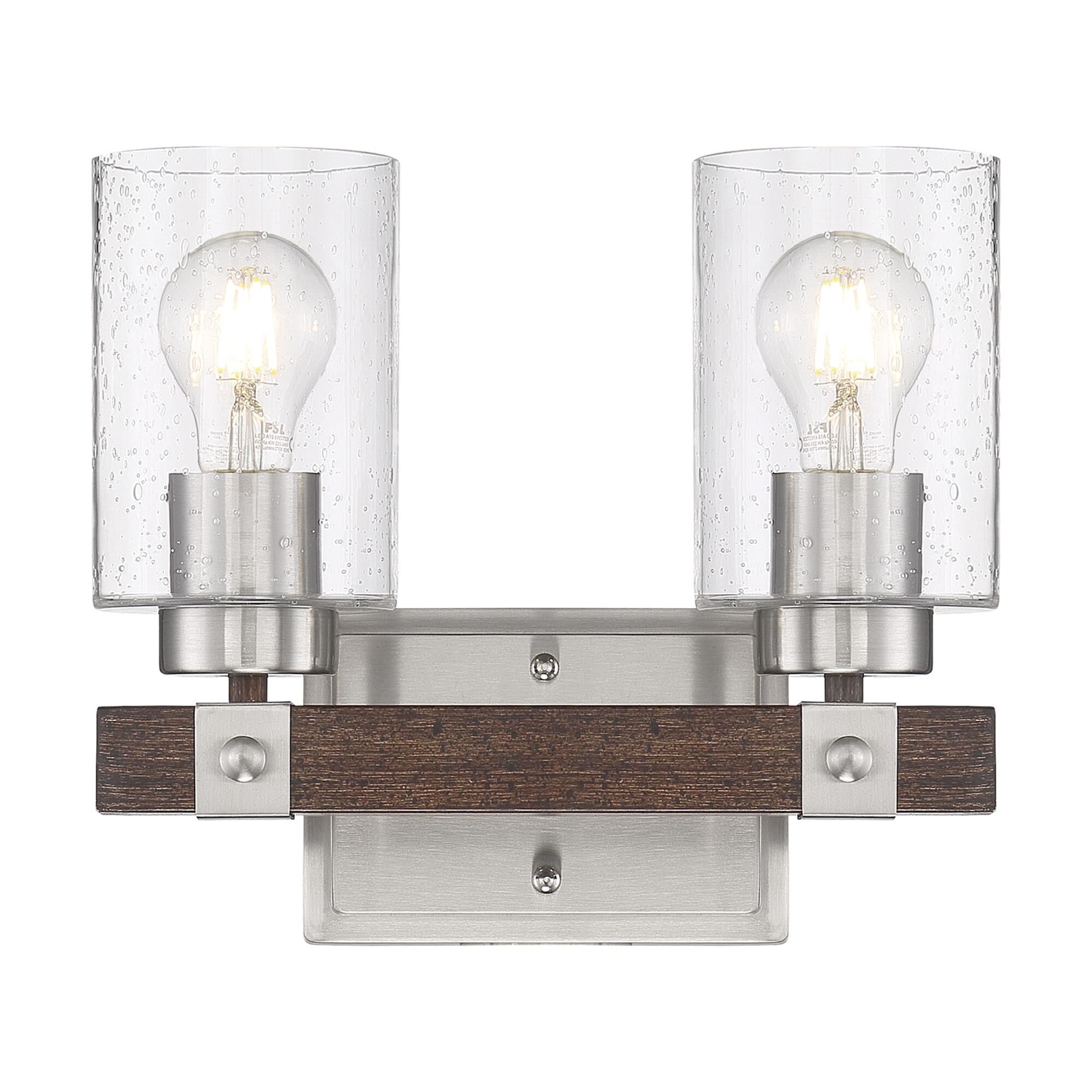 Shown in Brushed Nickel / Nutmeg Wood finish