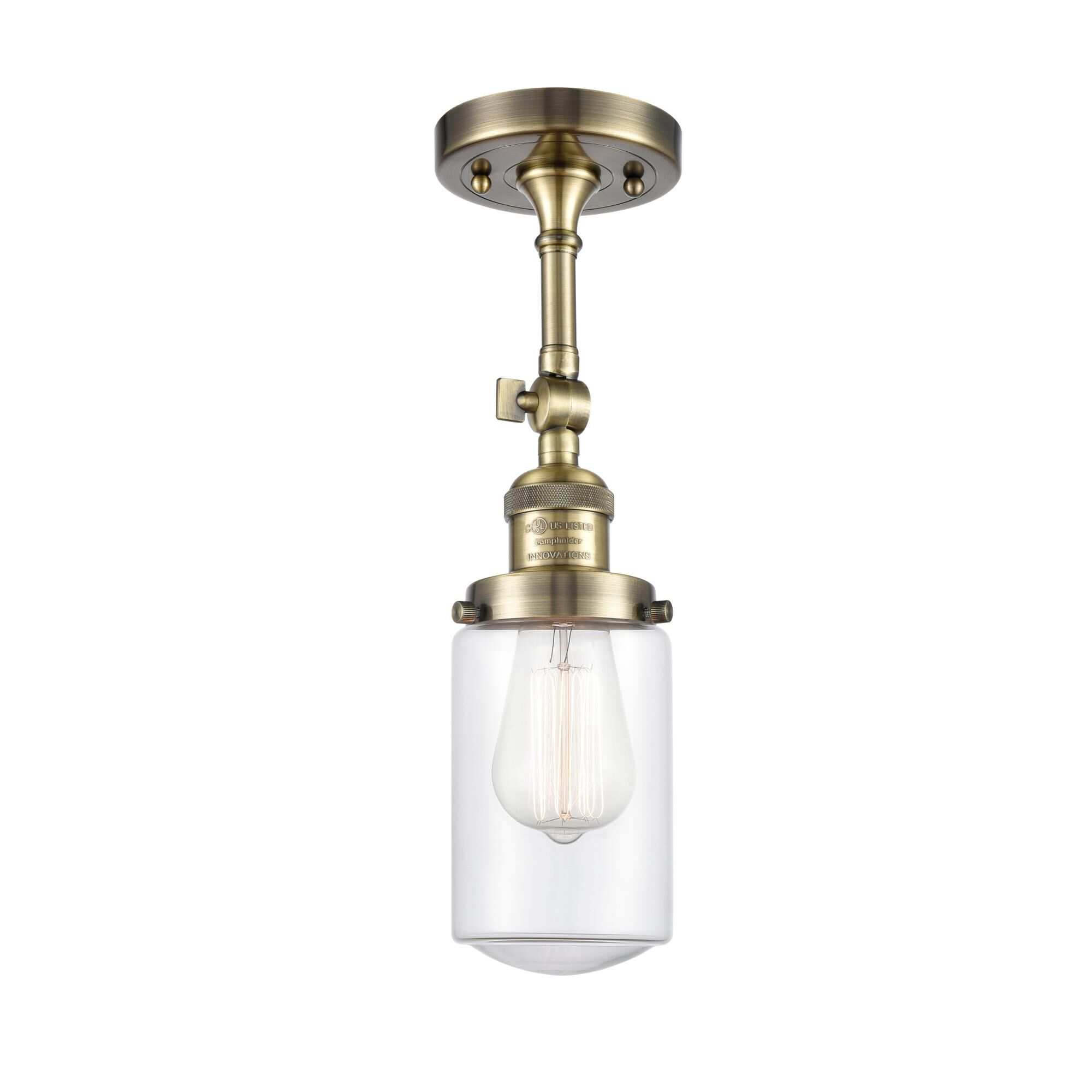 Shown in Antique Brass finish and Schoolhouse glass and Glass shade