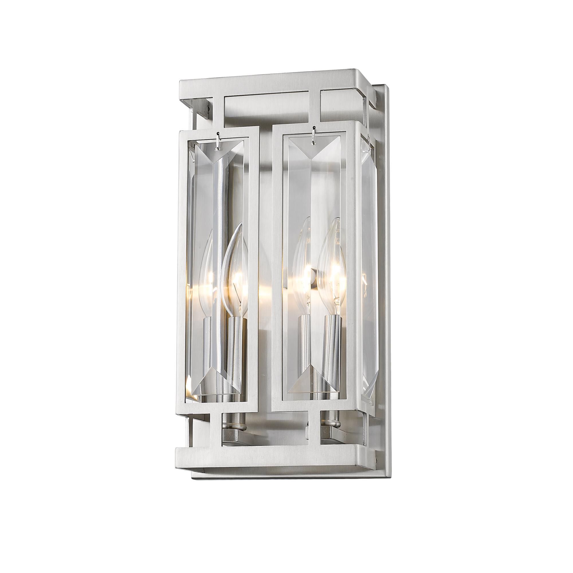 Shown in Brushed Nickel finish and Crystal glass and Crystal shade