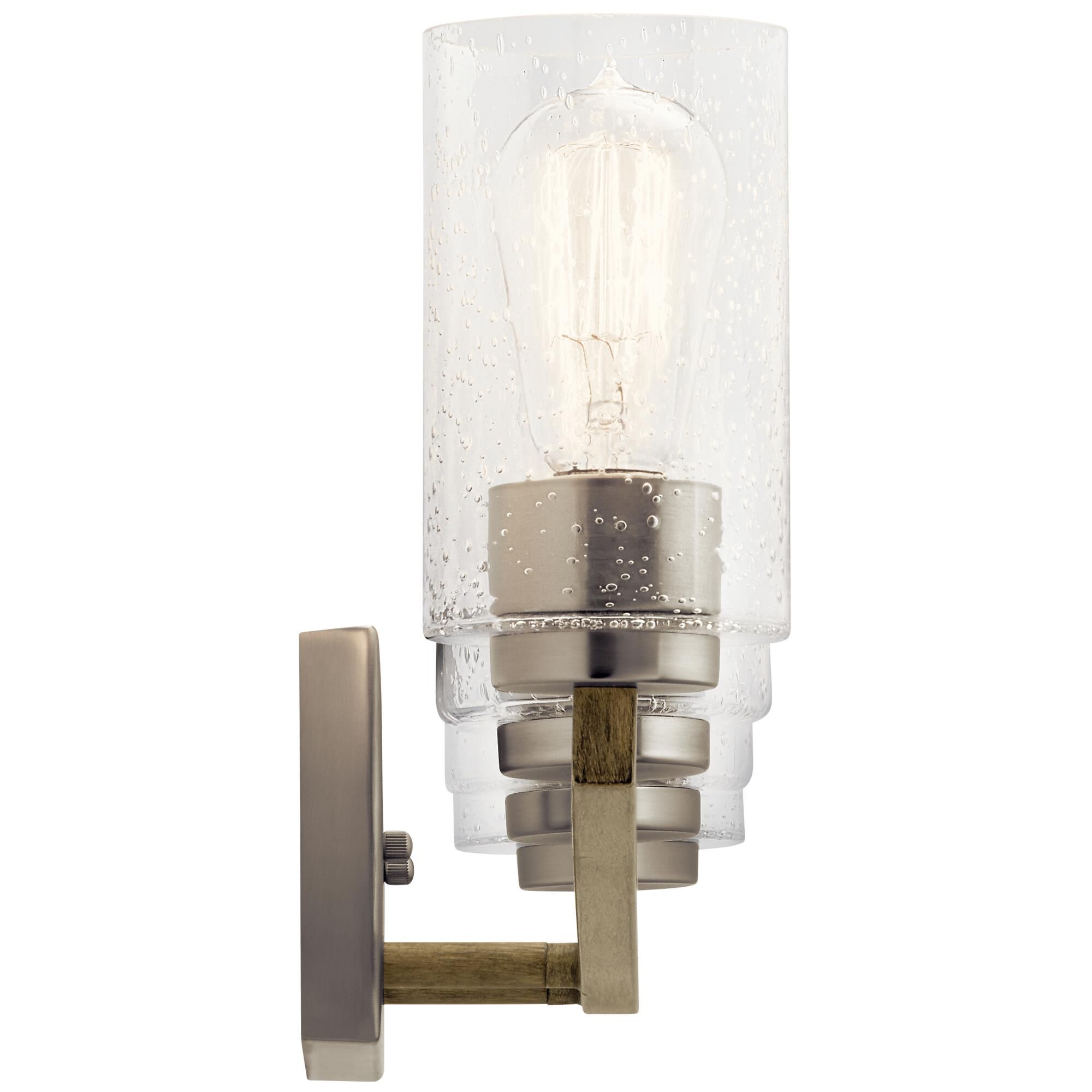 Shown in Distressed Antique Gray finish and Clear Seeded glass