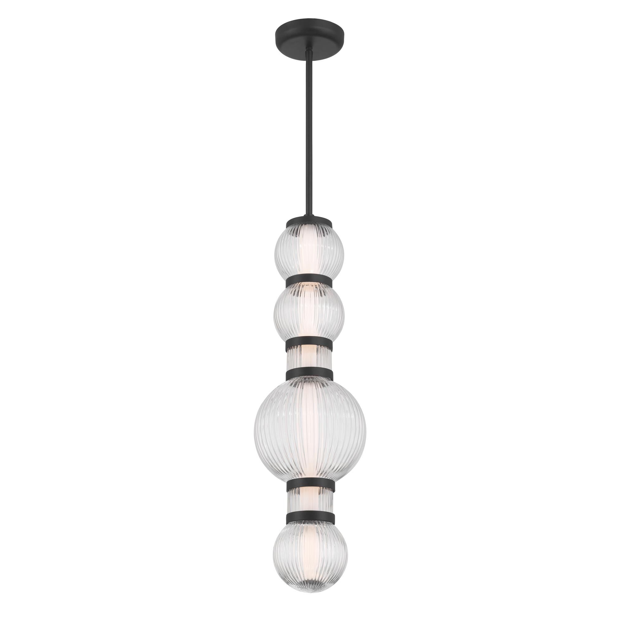 Shown in Dark Matte Black finish and Clear Ribbed glass