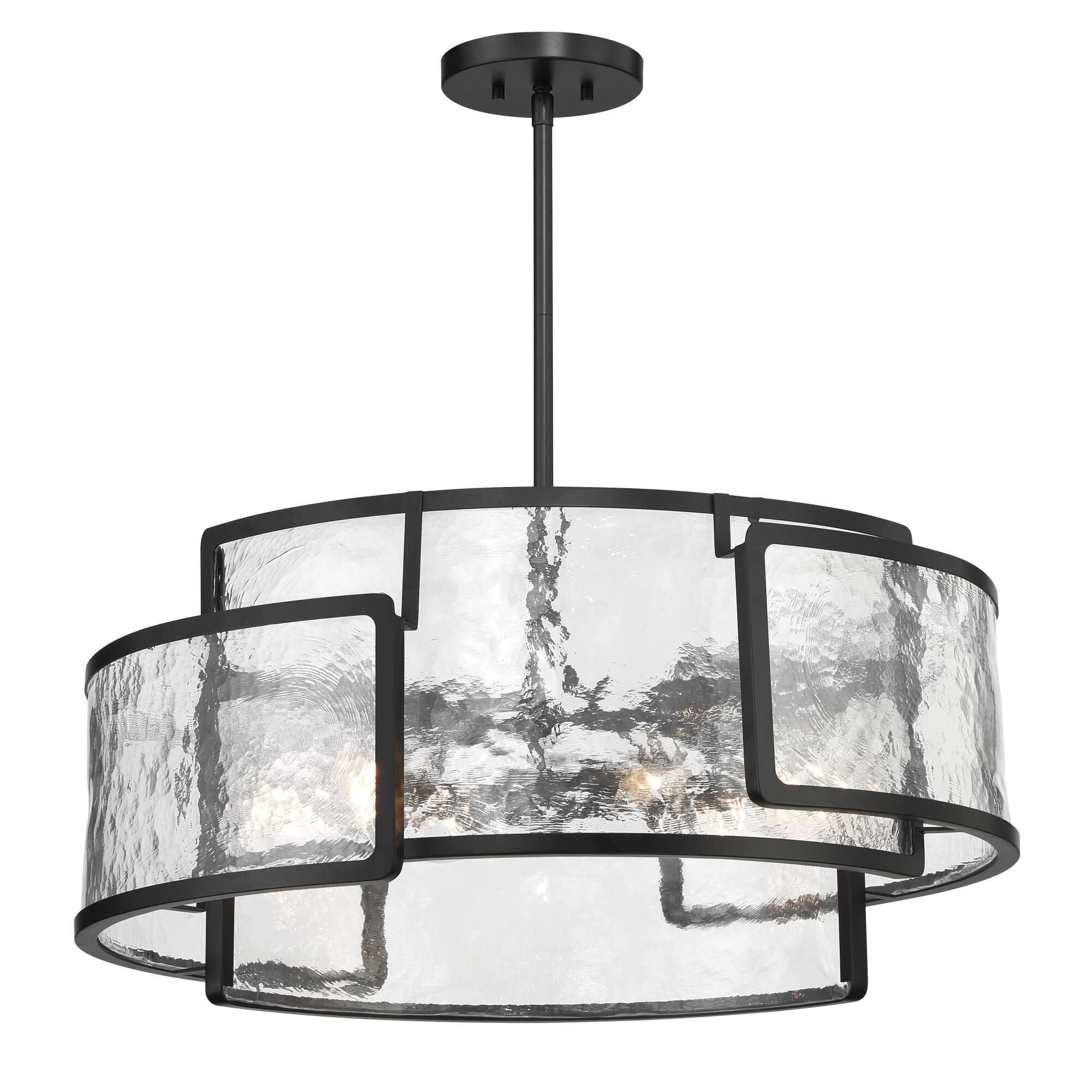 Shown in Coal finish and Clear Hand-Made glass and Glass shade