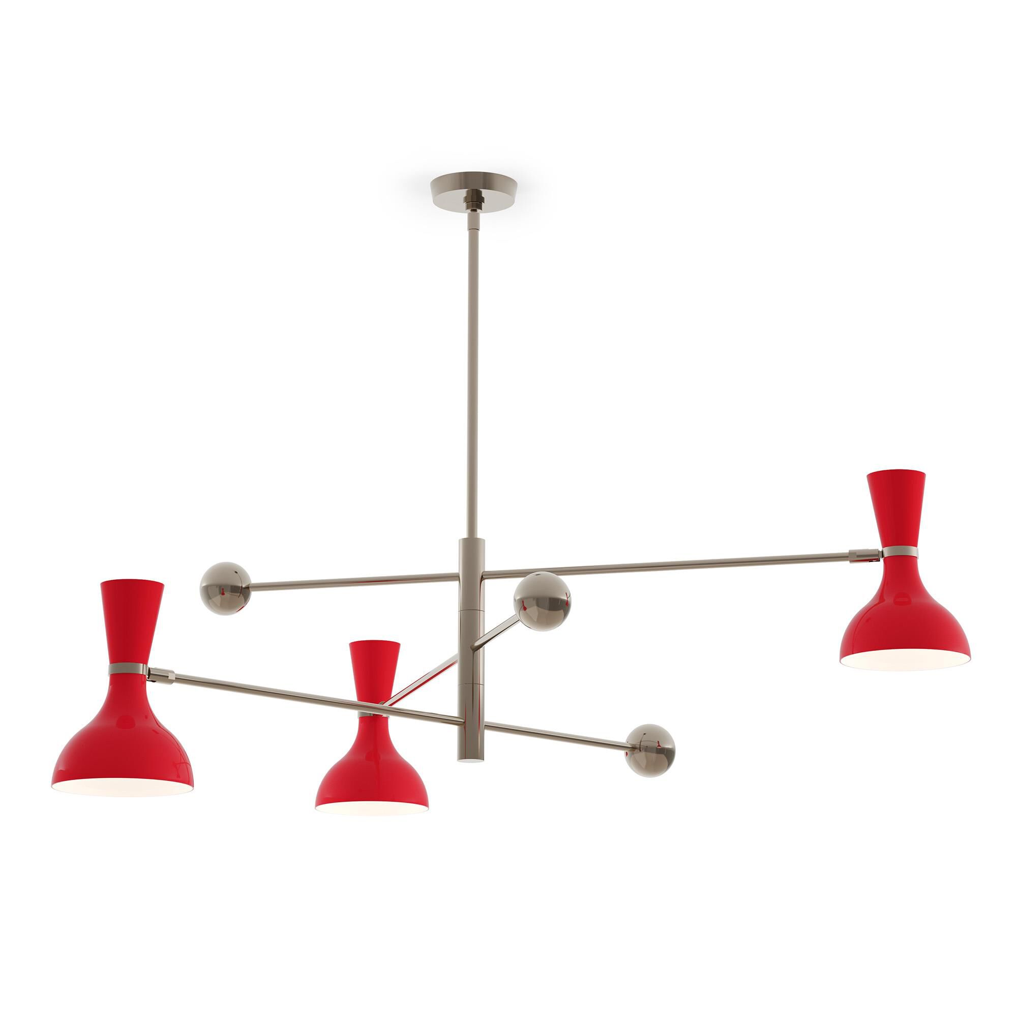 Shown in Polished Nickel finish and Ruby Red shade