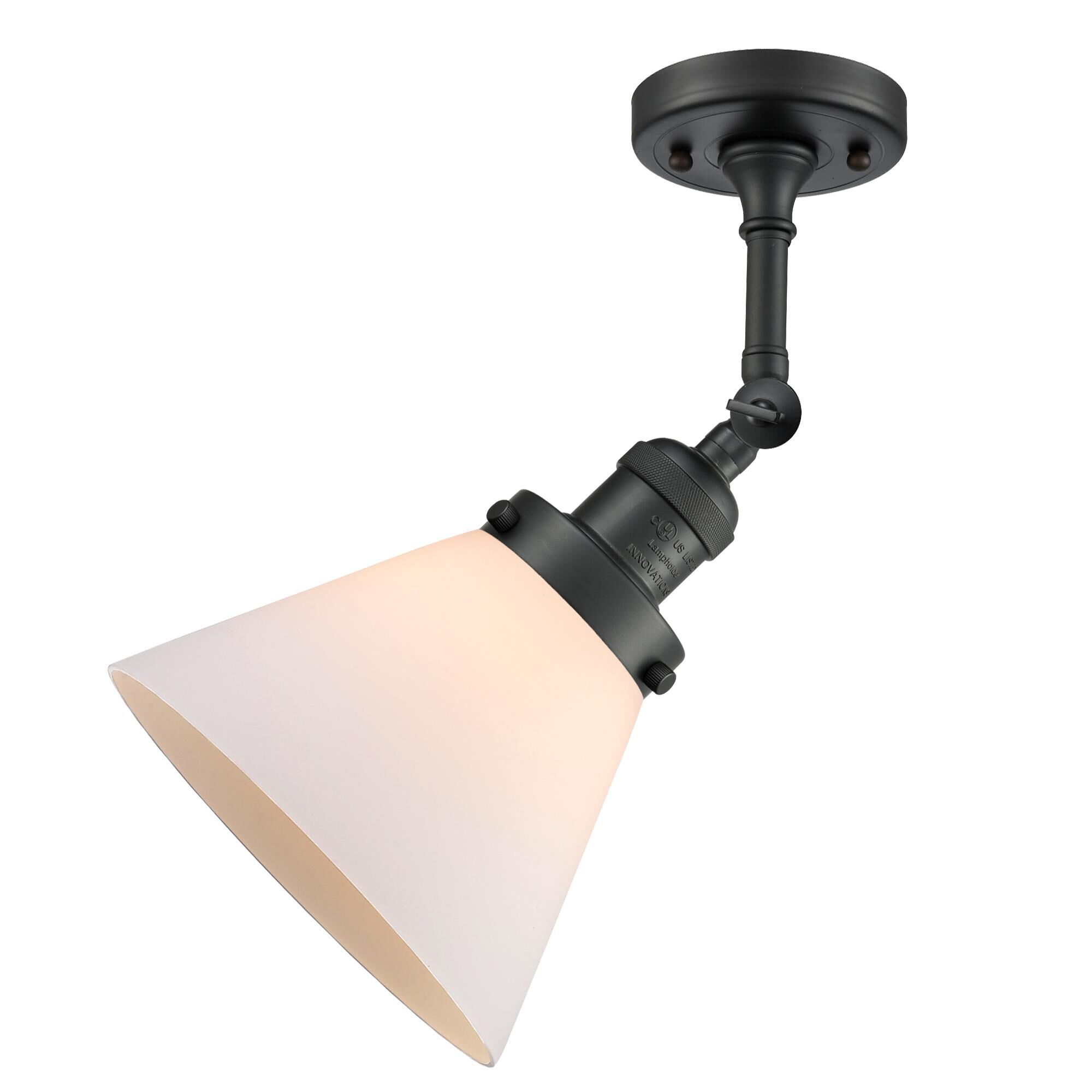 Shown in Matte Black finish and Matte White Cased glass and Brushed Satin Nickel shade and No Accent accent
