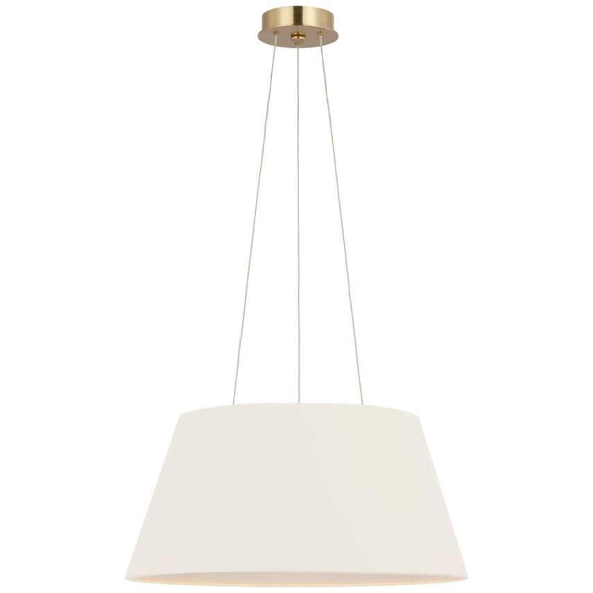 Shown in Hand-Rubbed Antique Brass finish and White Linen shade