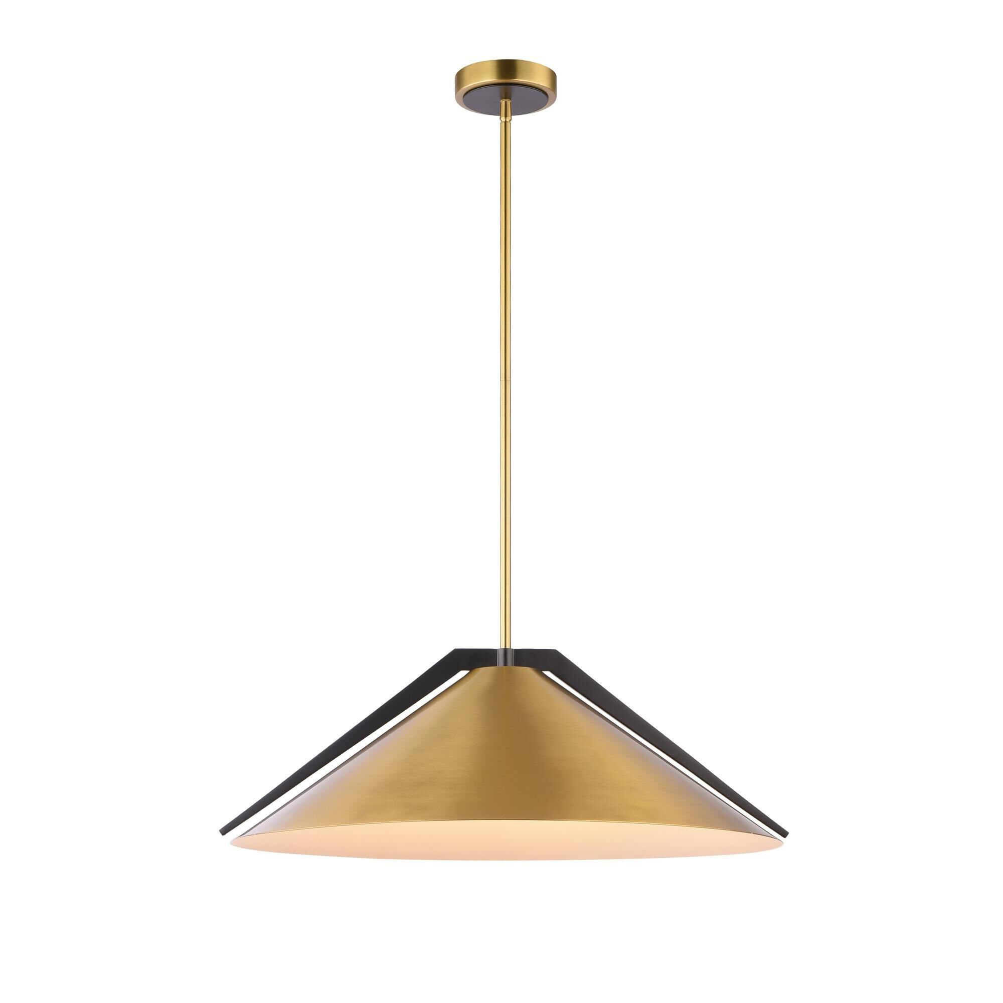 Shown in Brass And Black finish and Iron shade