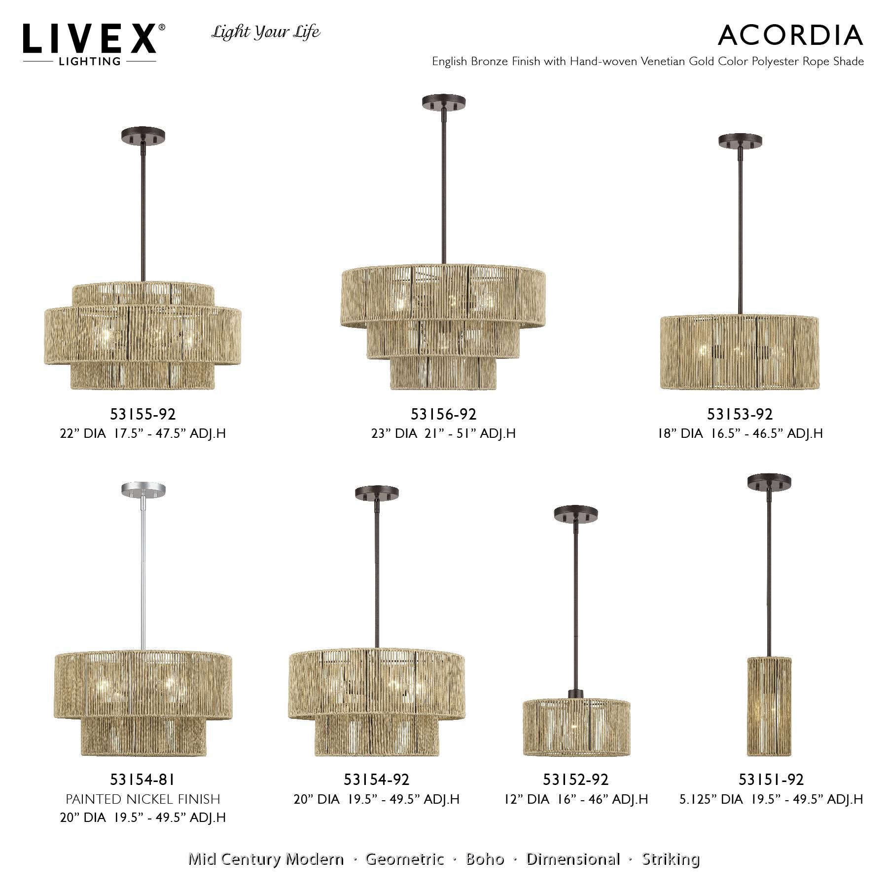 Acordia 22 Inch Large Pendant by Livex Lighting