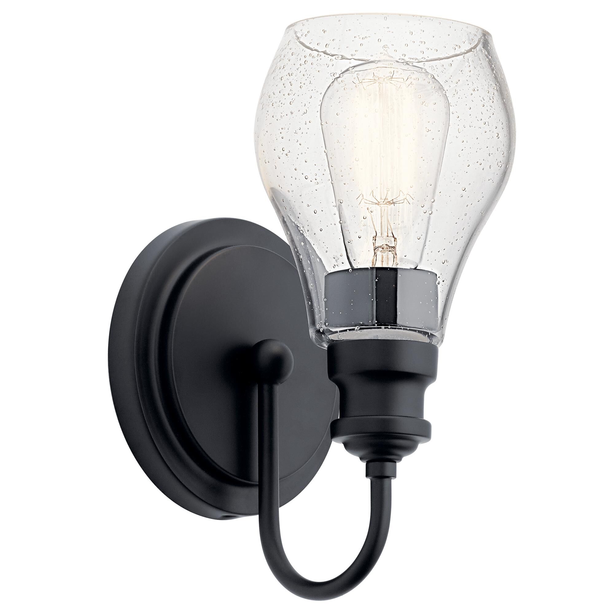 Shown in Black finish and Clear Seeded glass