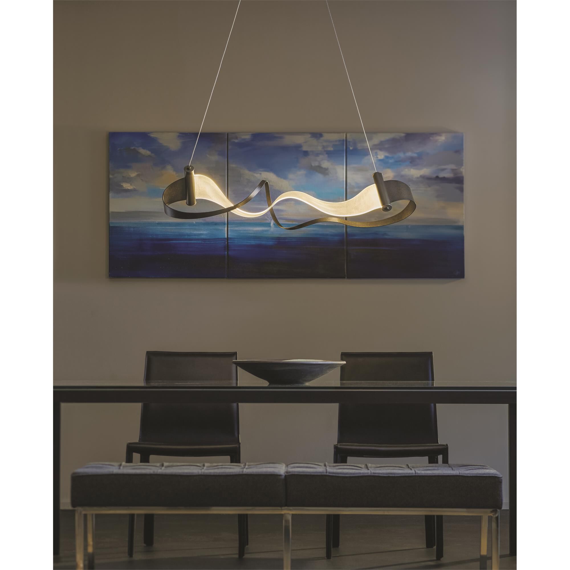 Shown in Dark Smoke finish and Dark Smoke glass and Eclipse Inner & Terra Suede Outer shade and Inside Shade: Eclipse accent