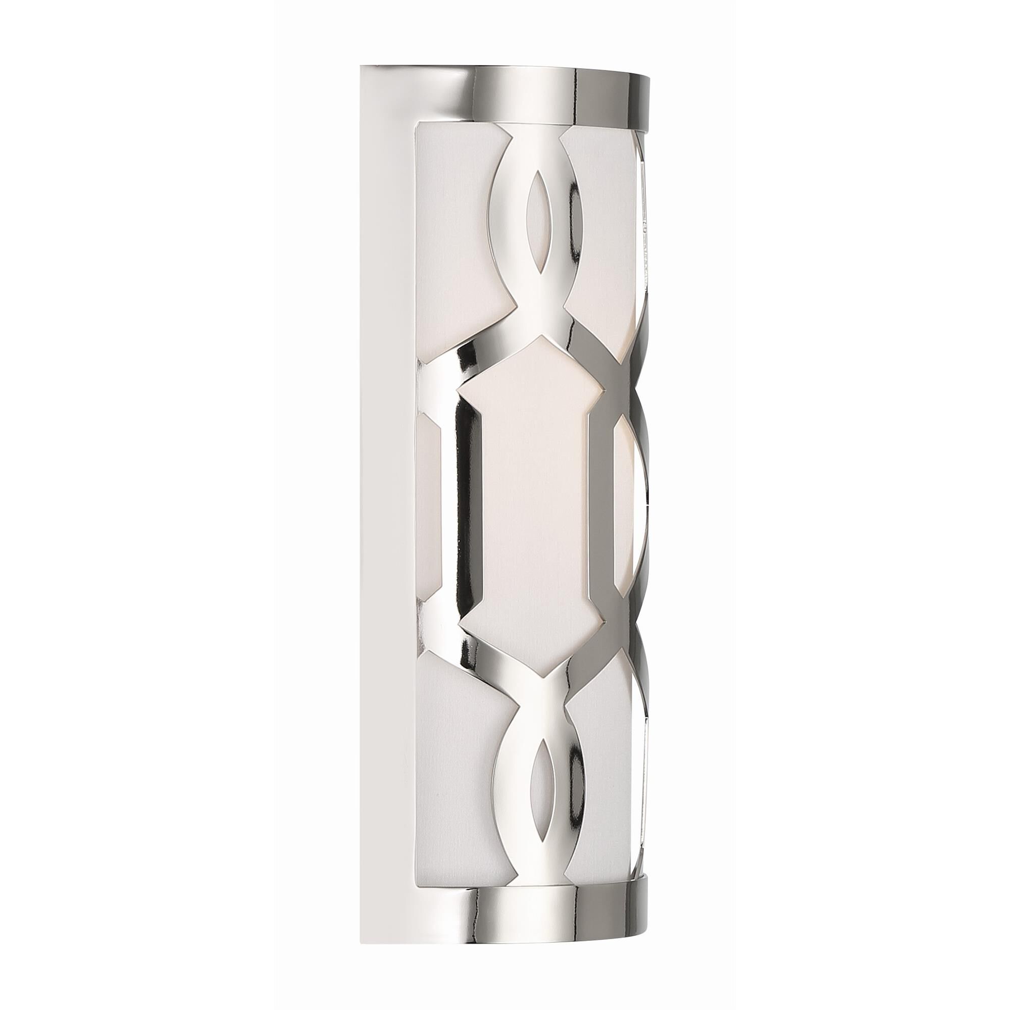 Shown in Polished Nickel finish and Silk glass and White shade