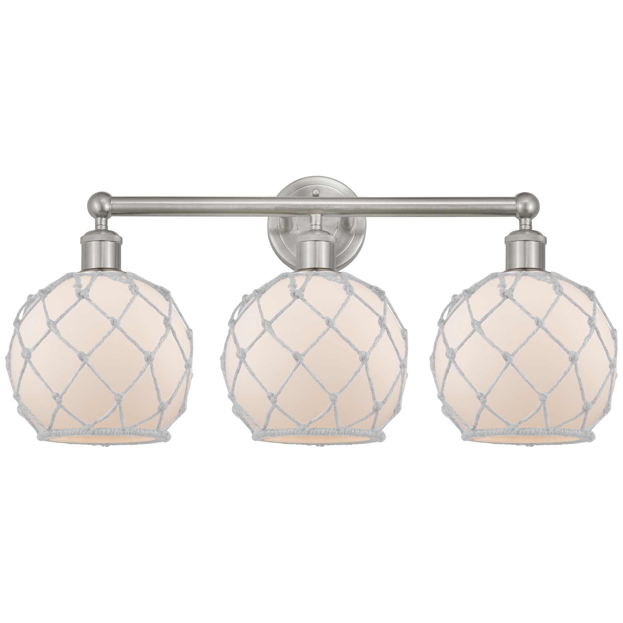 Shown in Brushed Satin Nickel finish and White with White Rope glass