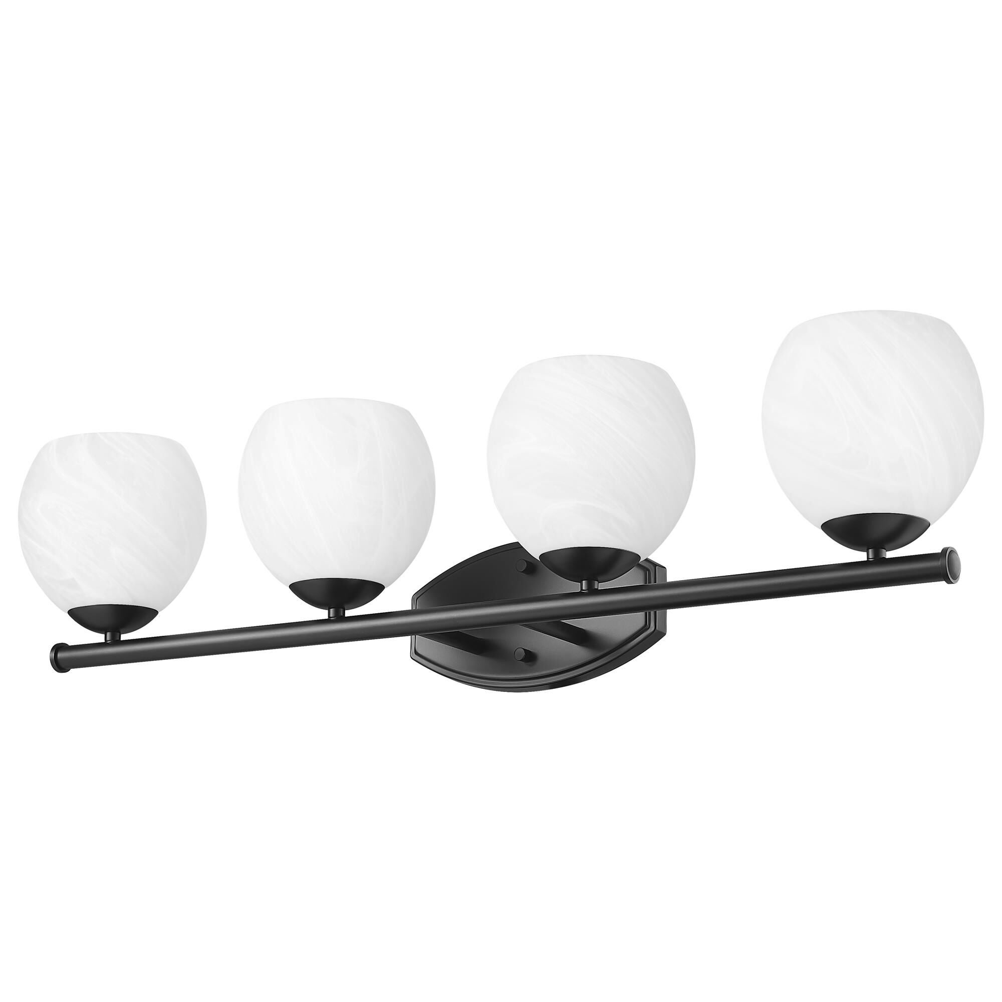 Shown in Matte Black finish and Feathered White glass