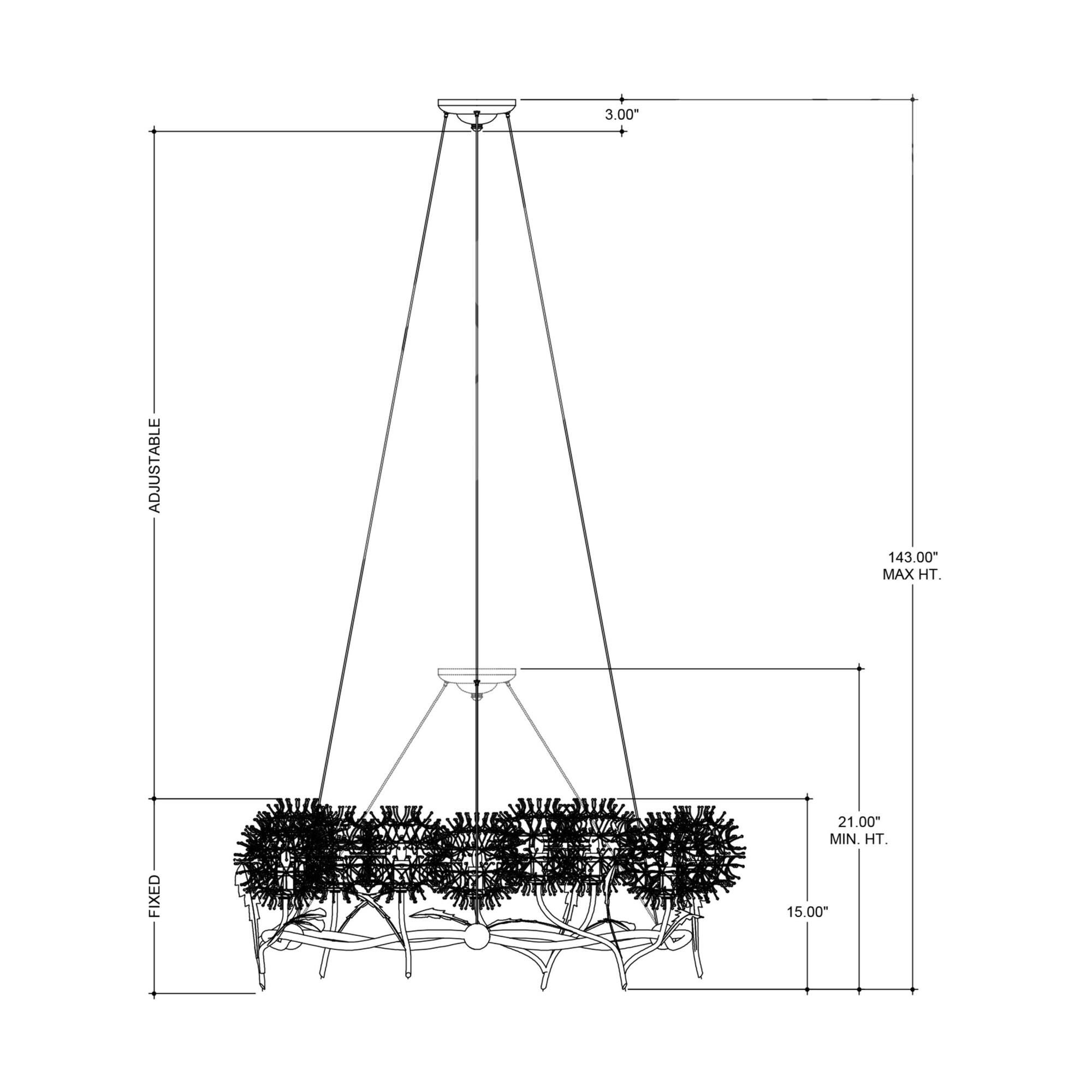 Dandelion 38 Inch 9 Light Chandelier by Currey and Company