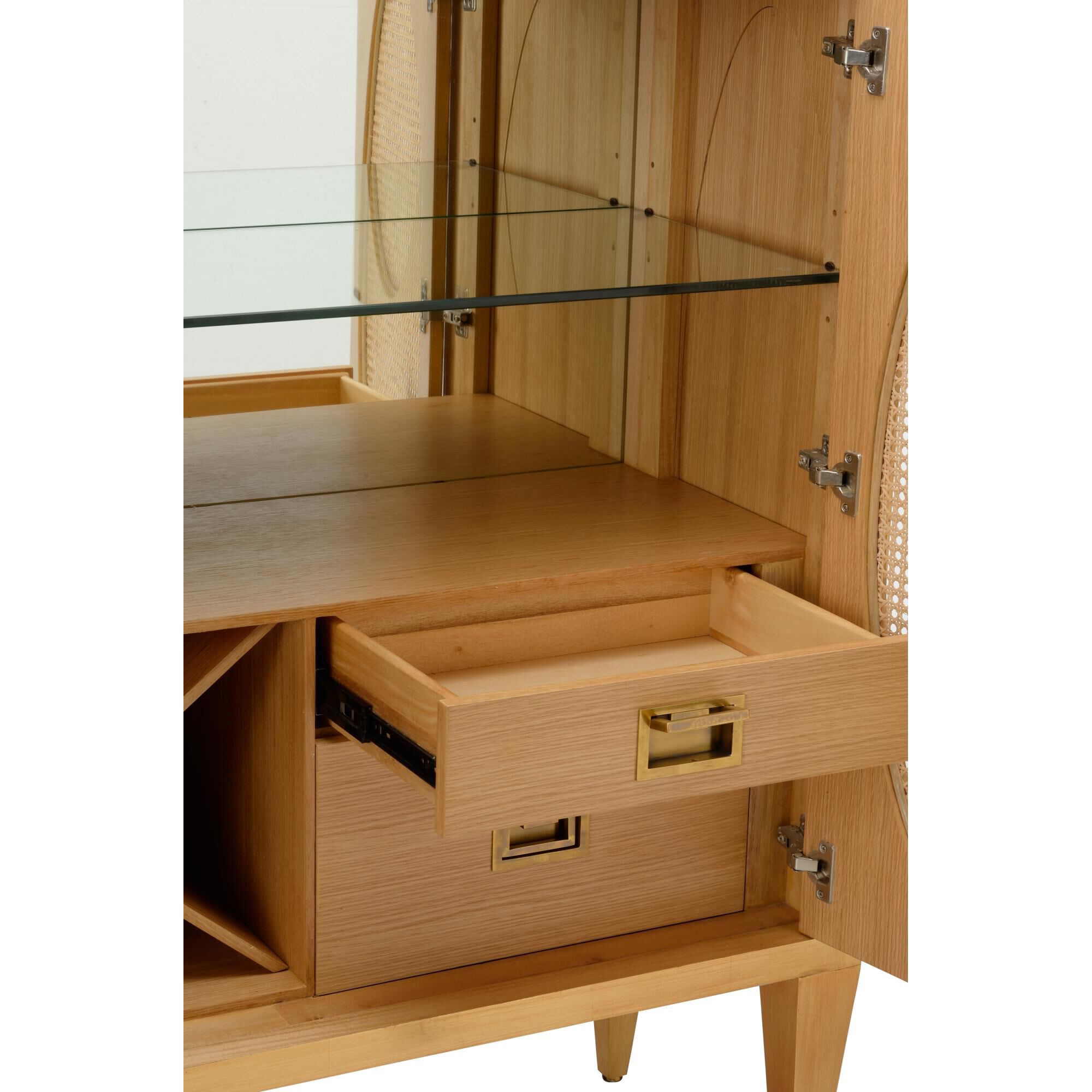 Shown in Oak, Antique Gold Leaf, Natural finish