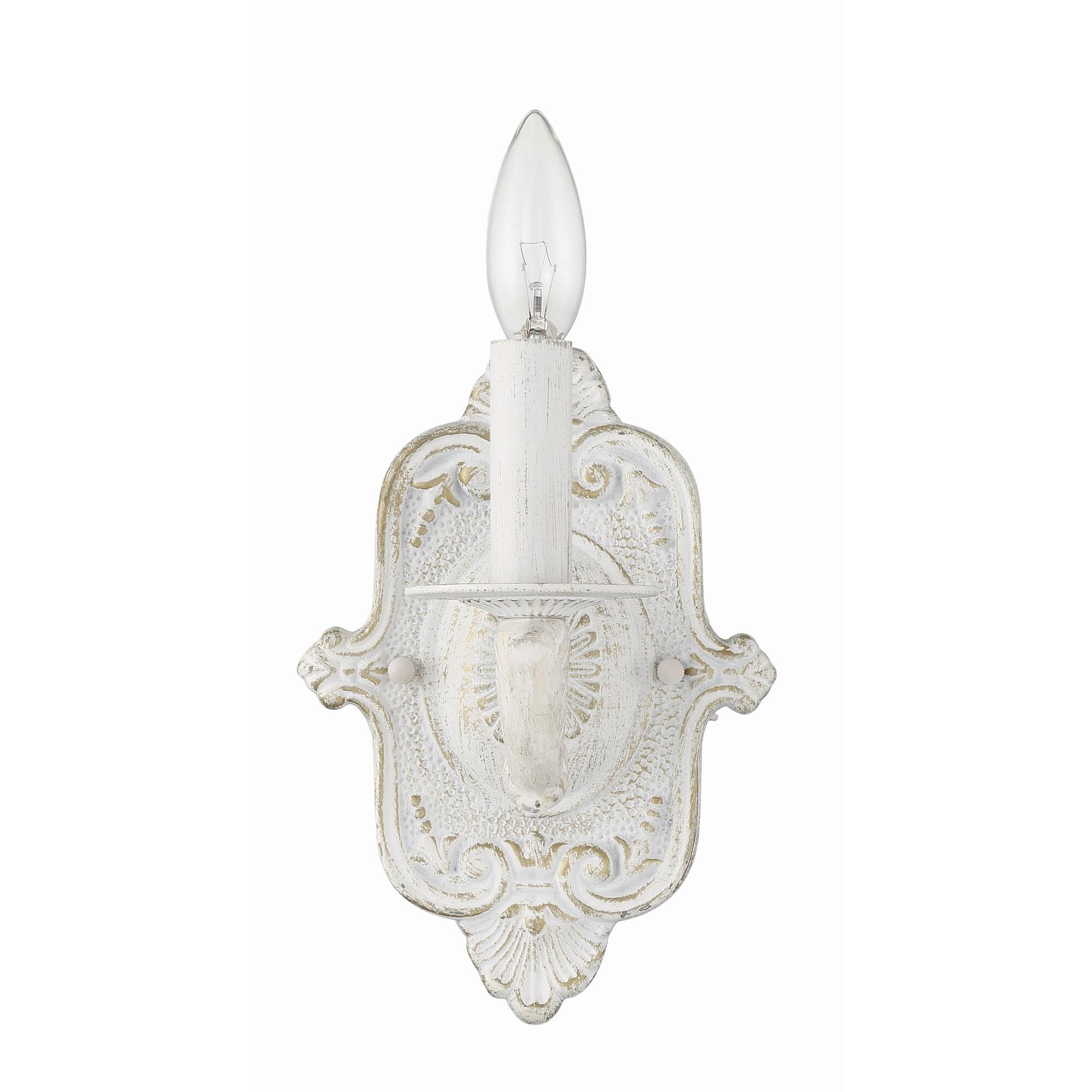 Shown in Antique White finish and Hand Polished crystal