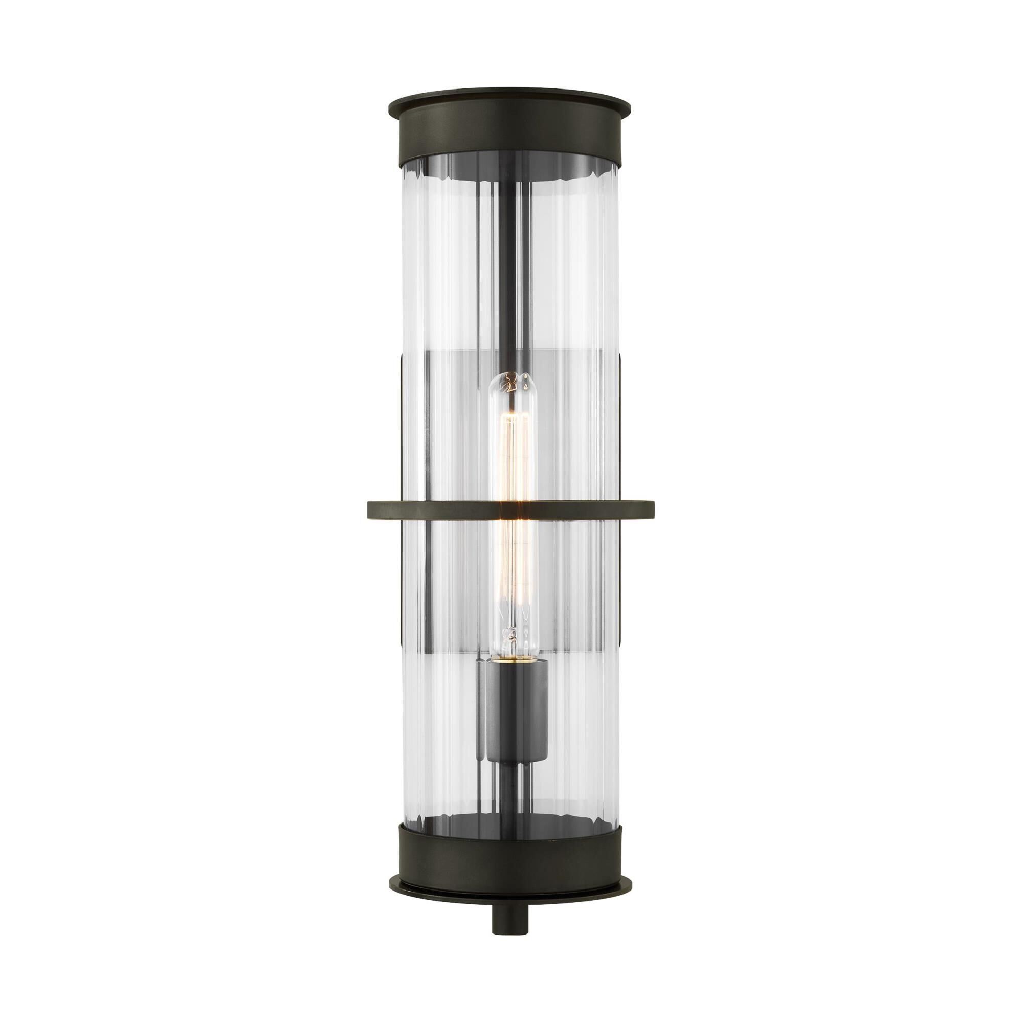 Shown in Antique Bronze finish and Clear Fluted glass and Clear Fluted Glass shade