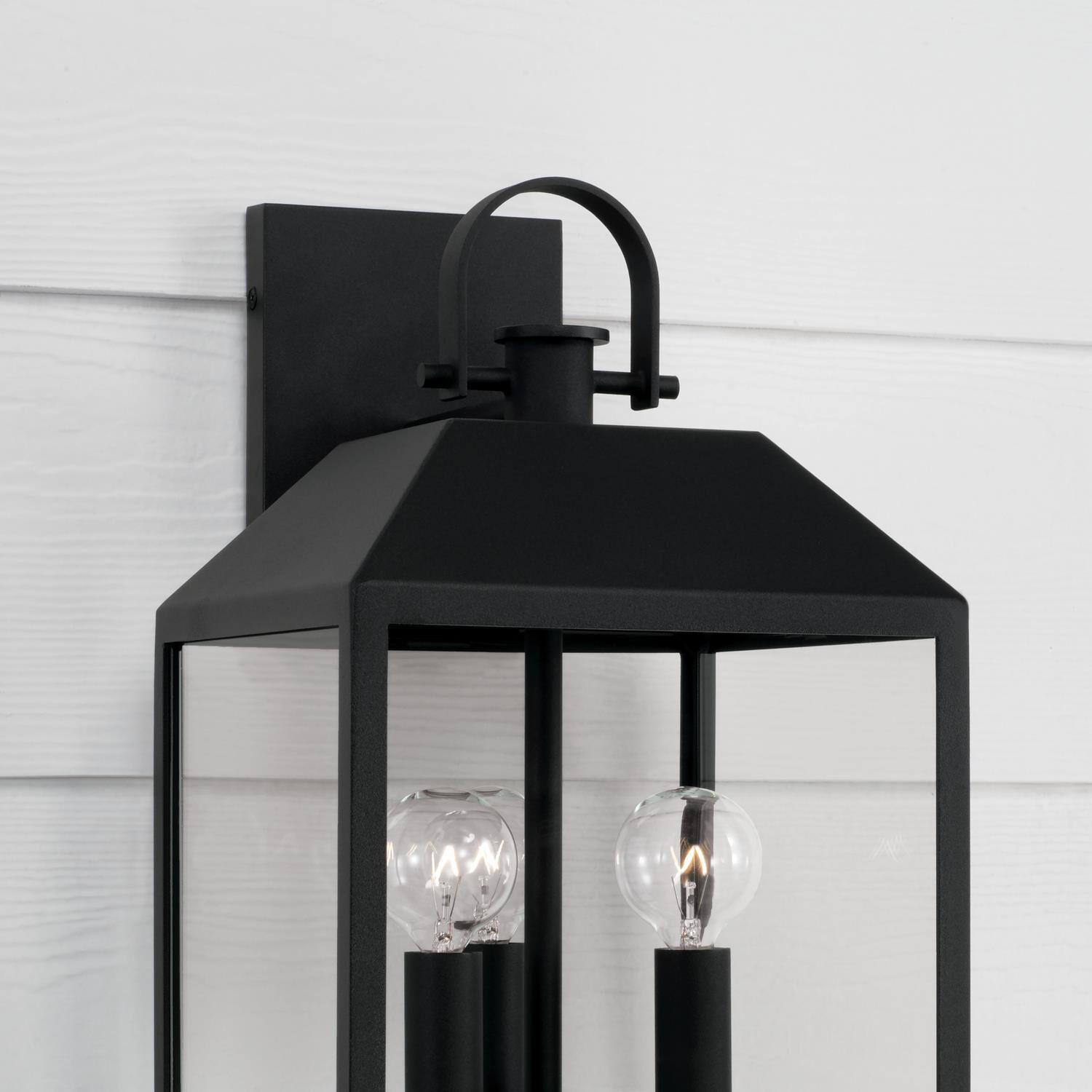 Shown in Black finish and Clear glass