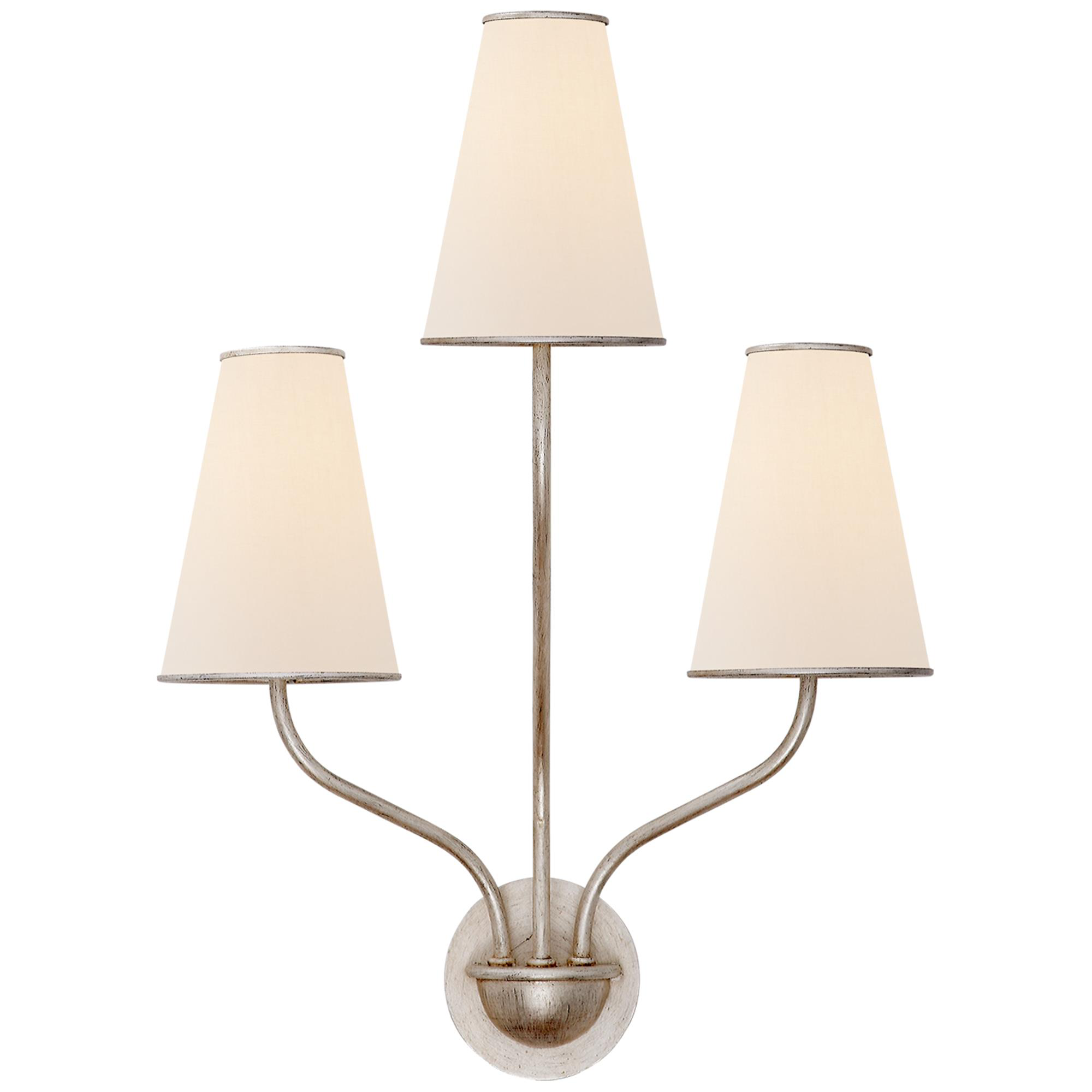 Shown in Burnished Silver Leaf finish and Linen shade