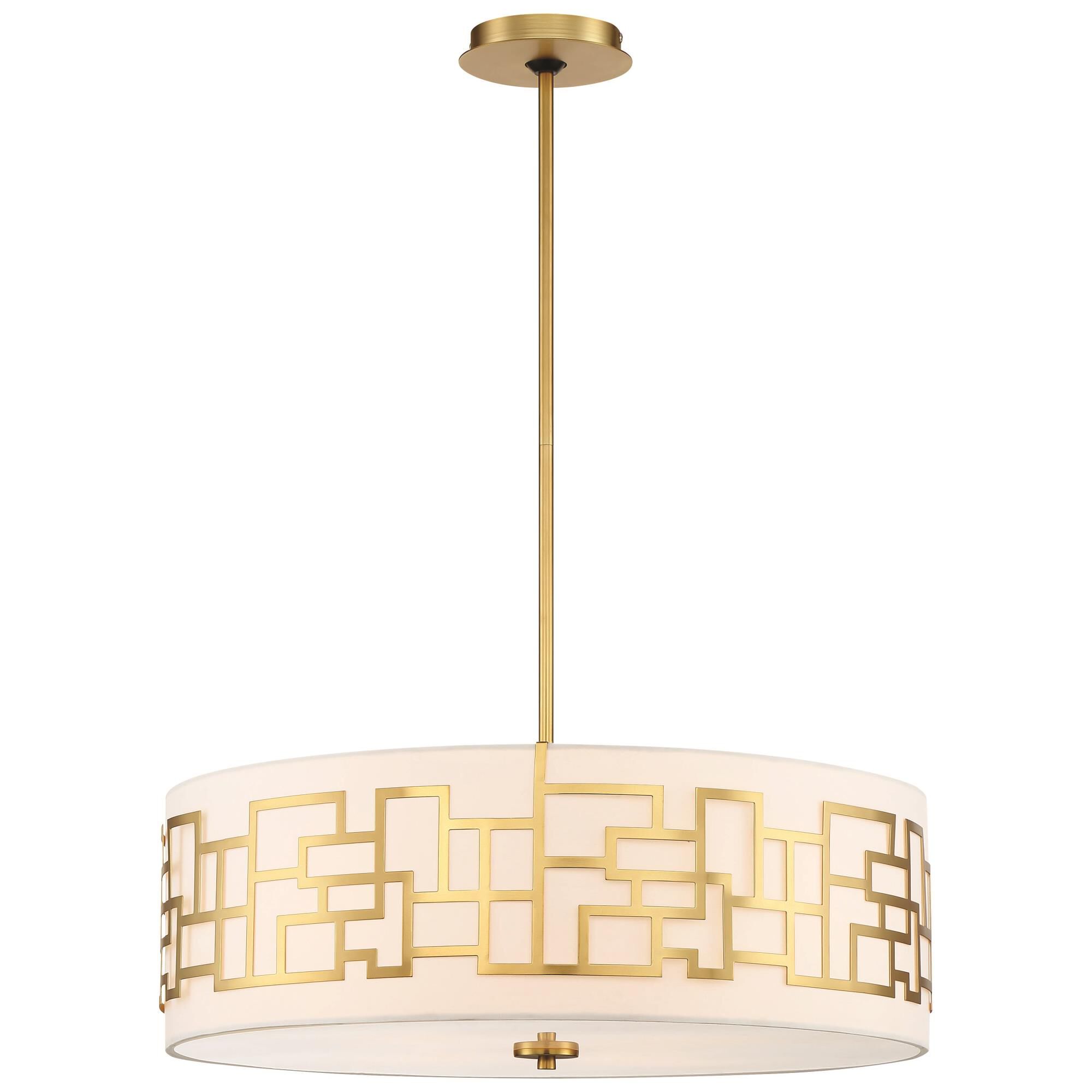 Shown in Honey Gold finish and White Fabric shade