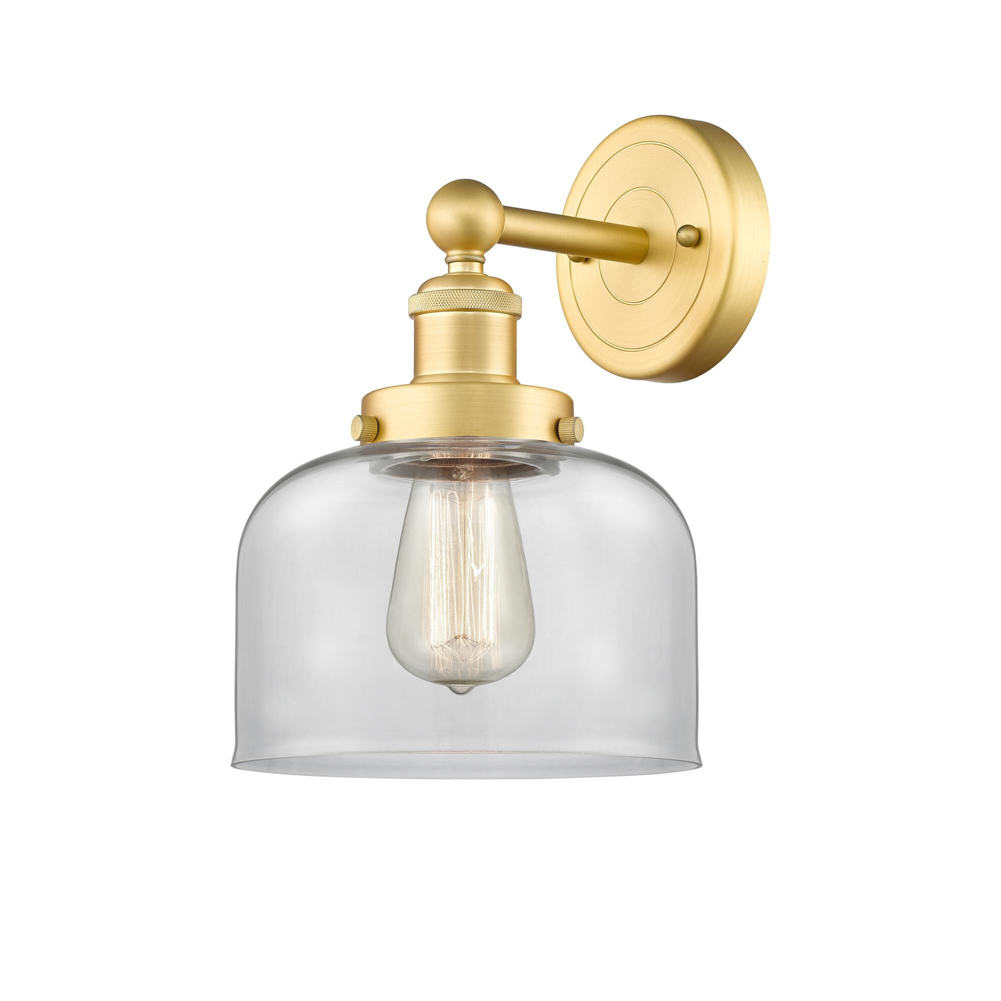 Shown in Satin Gold finish and Clear glass
