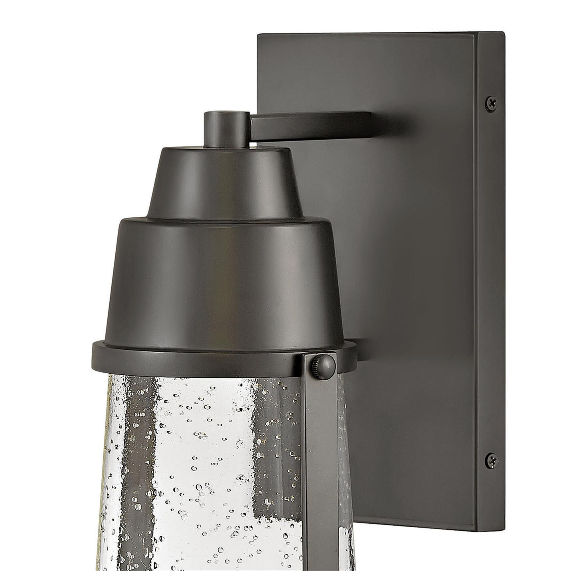 Shown in Black finish and Clear Seedy glass