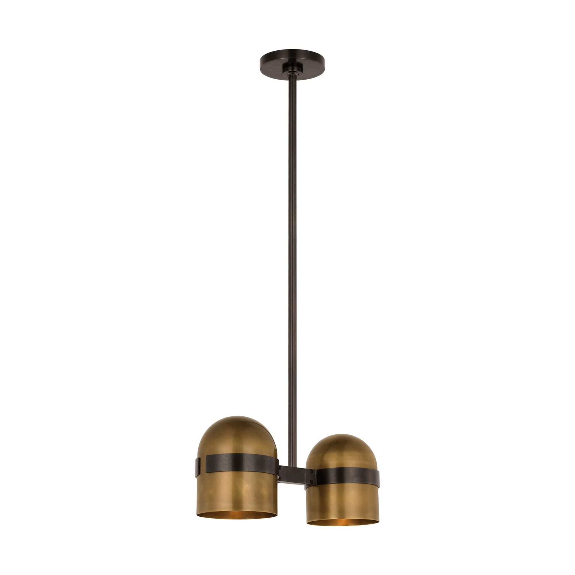 Shown in Blackened Bronze/Bright Worn Brass finish and Brass shade