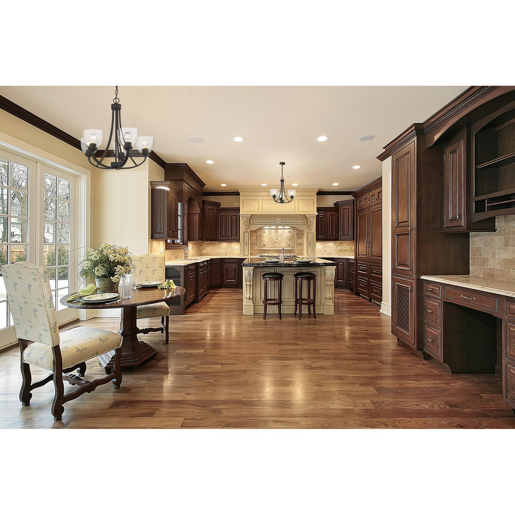 Shown in Bronze finish and Glass shade