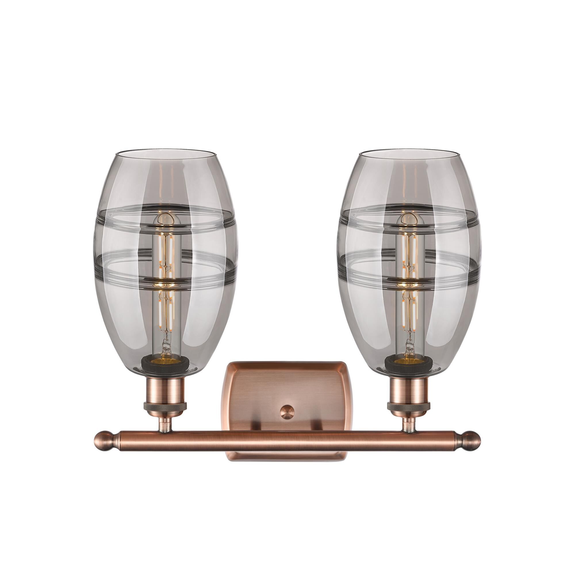 Shown in Antique Copper finish and Light Smoke glass