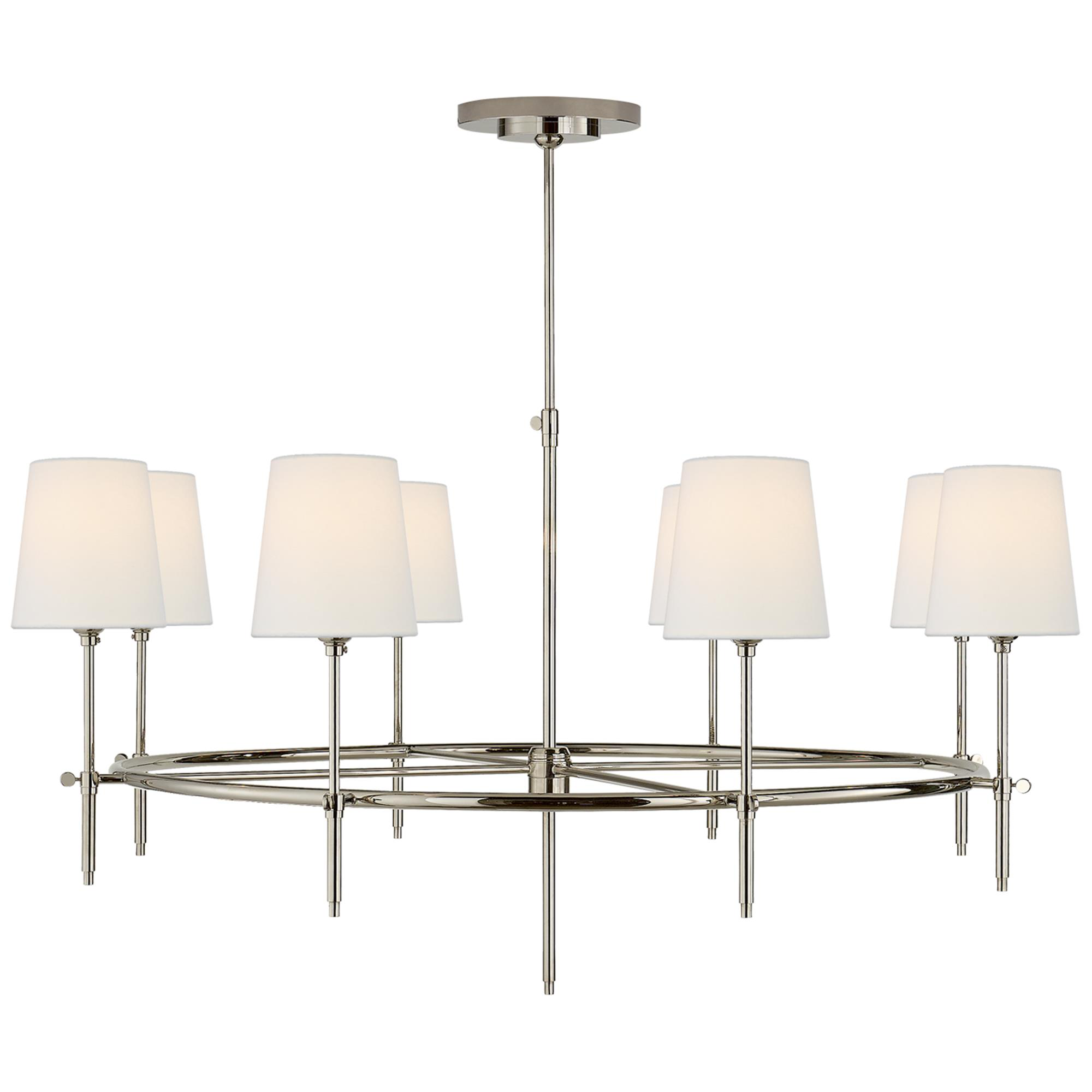Shown in Polished Nickel finish and Linen shade