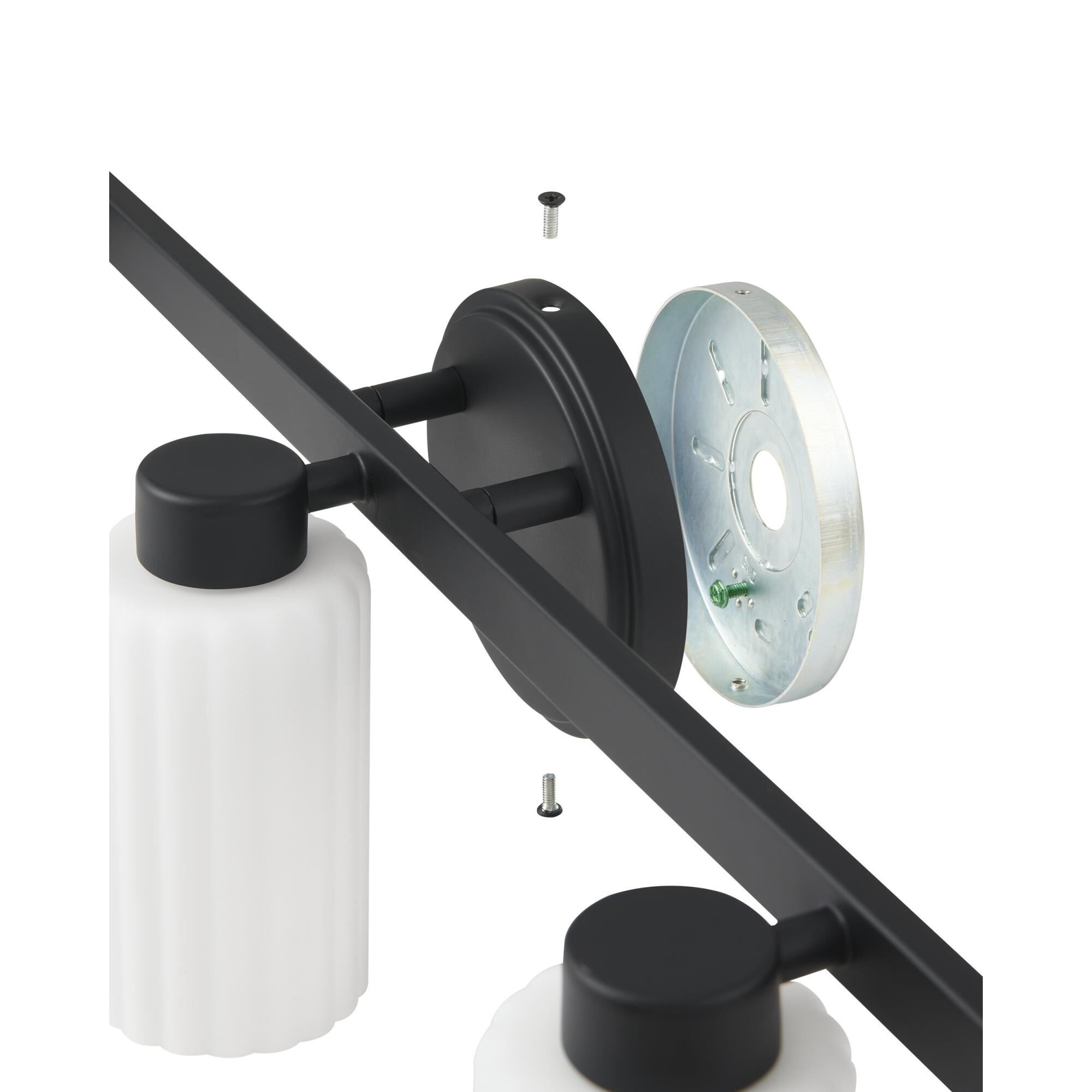 Shown in Matte Black finish and Etched Opal Ribbed glass