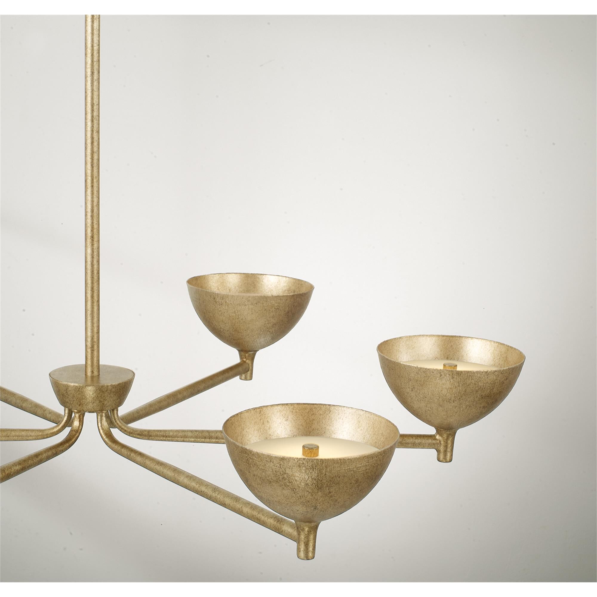 Shown in Feathered Gold finish and Textured Metal s shade