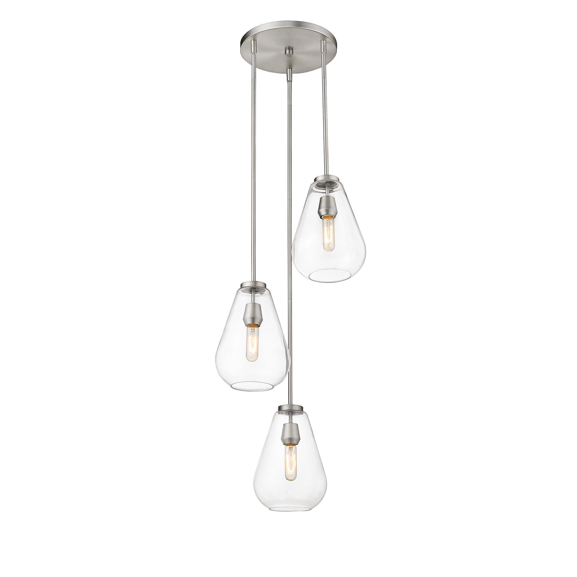Shown in Brushed Nickel finish and Glass shade