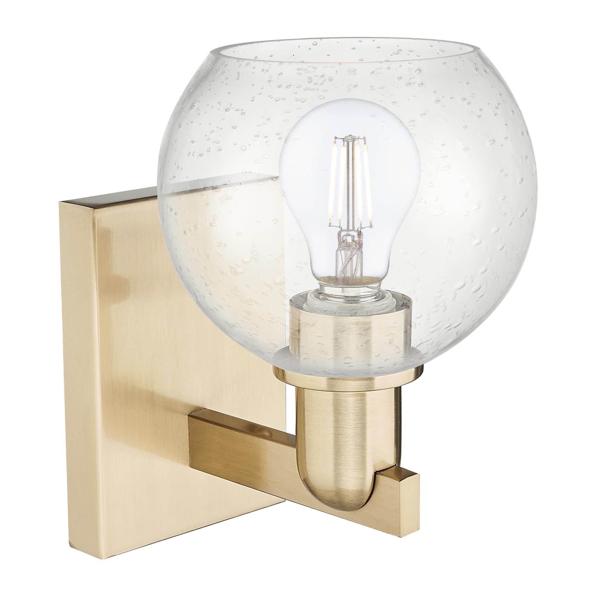 Shown in Champagne Bronze finish and Seedy glass