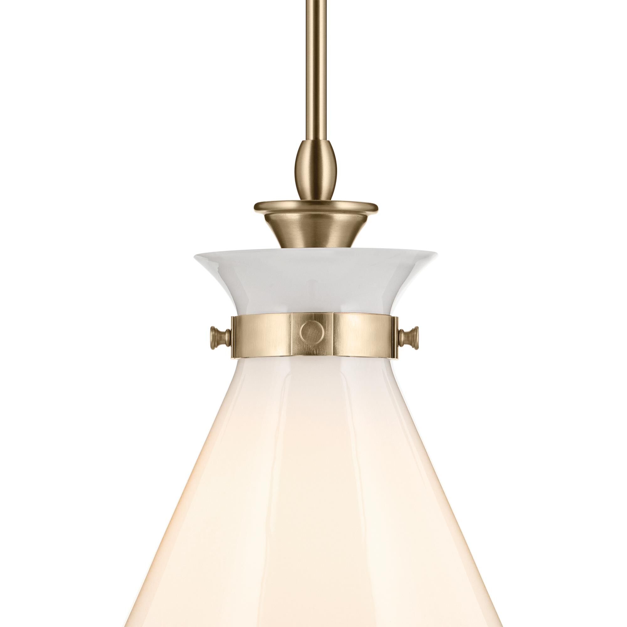Shown in Champagne Bronze finish and Opal glass
