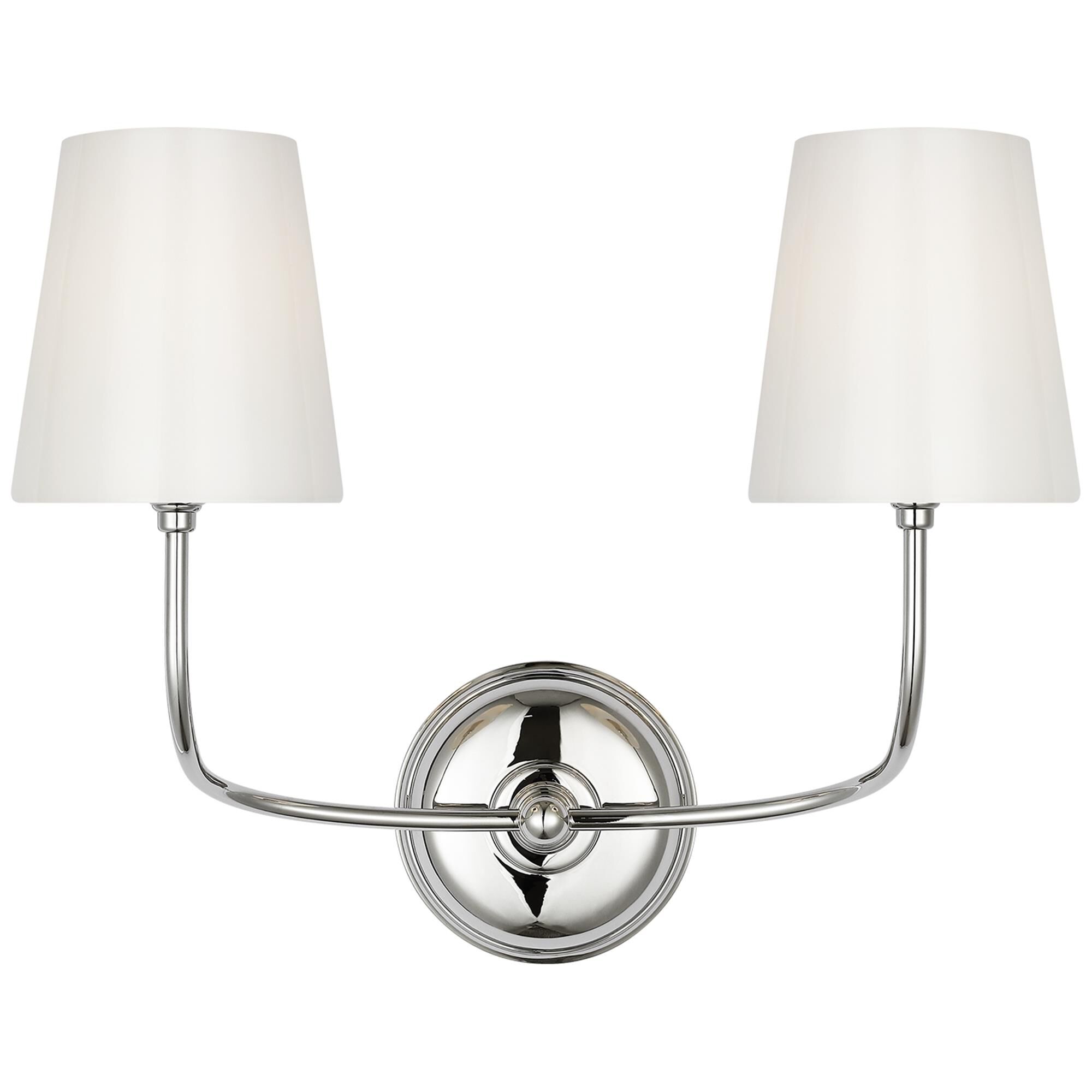 Shown in Polished Nickel finish and White glass