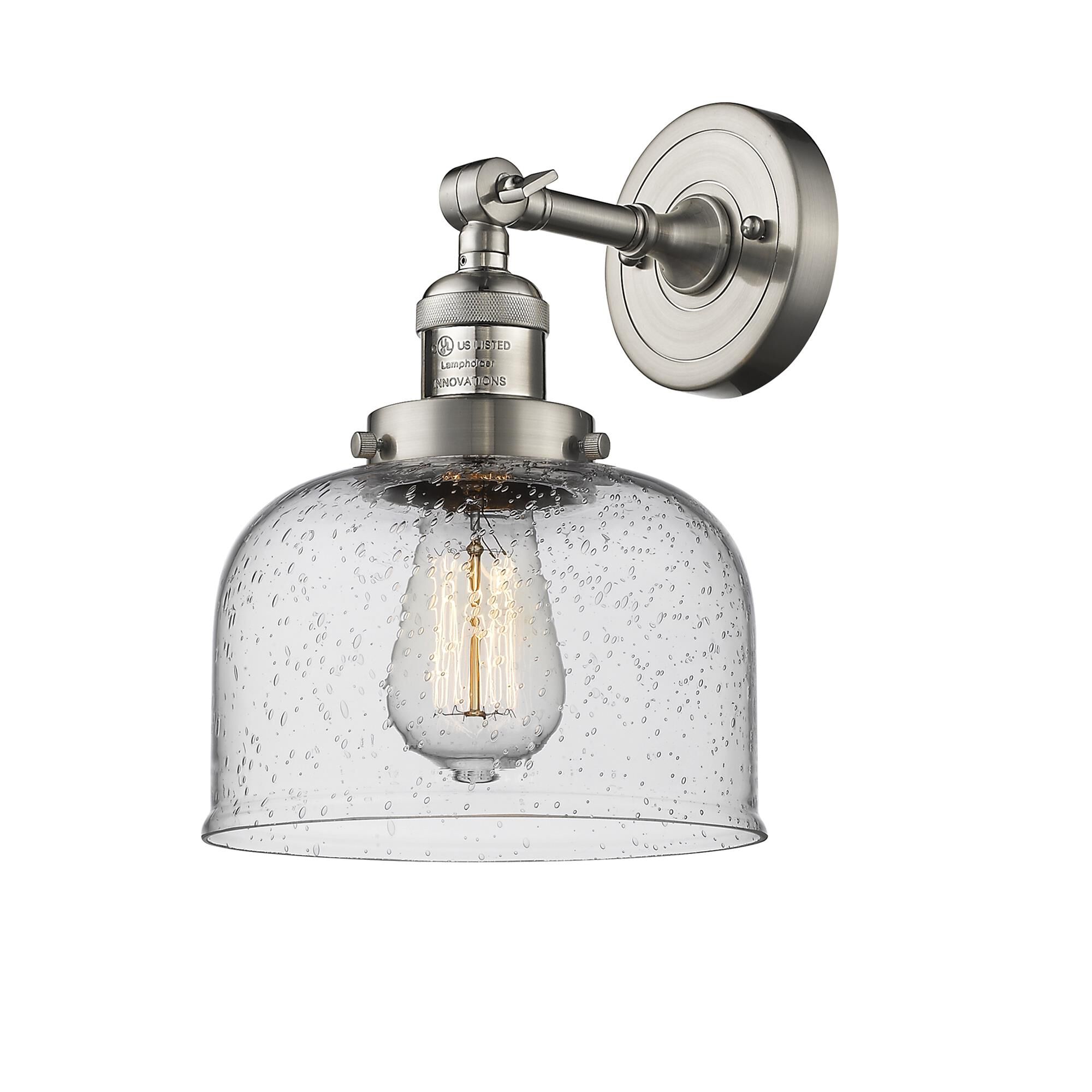 Shown in Brushed Satin Nickel finish and Seedy glass