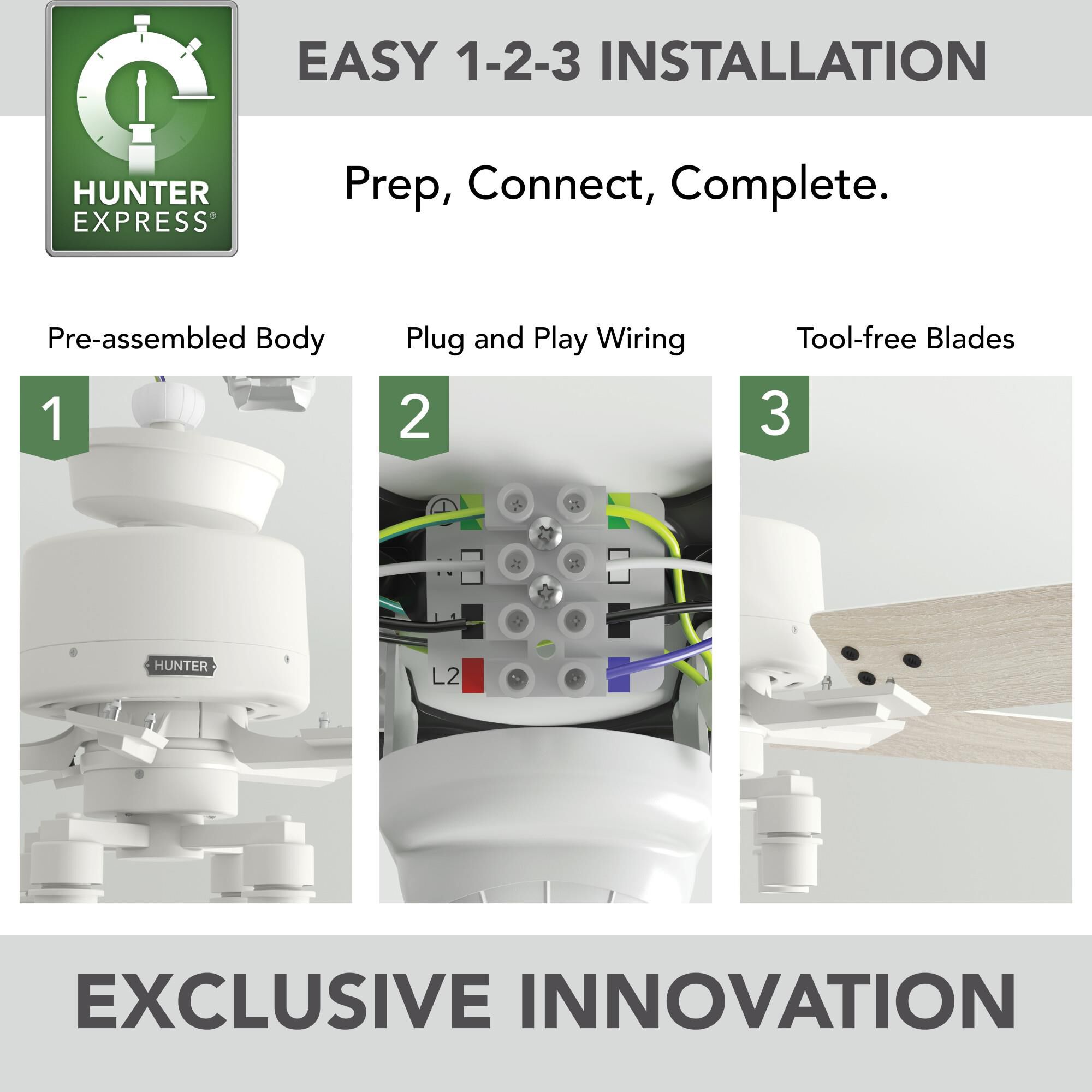 Techne 52 Inch Ceiling Fan with Light Kit by Hunter Fan