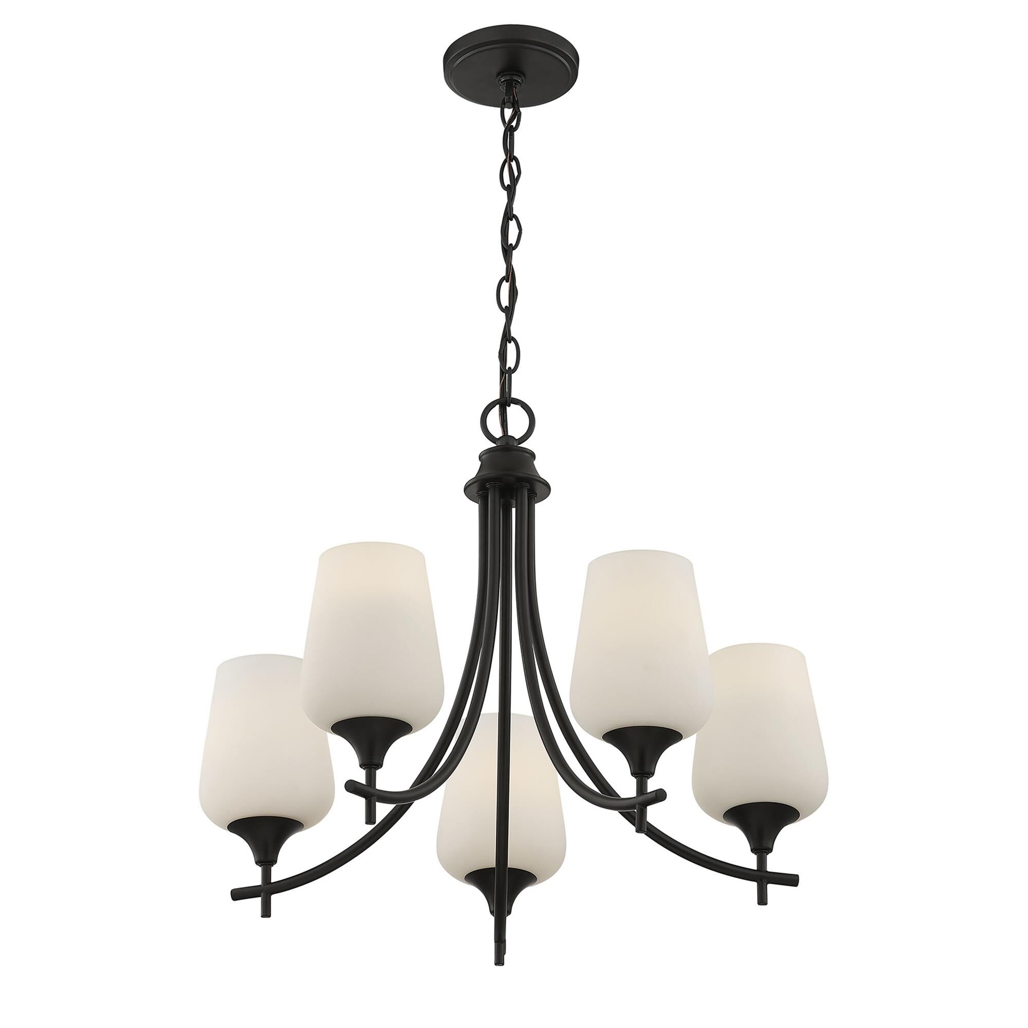 Shown in Matte Black finish and White Opal glass