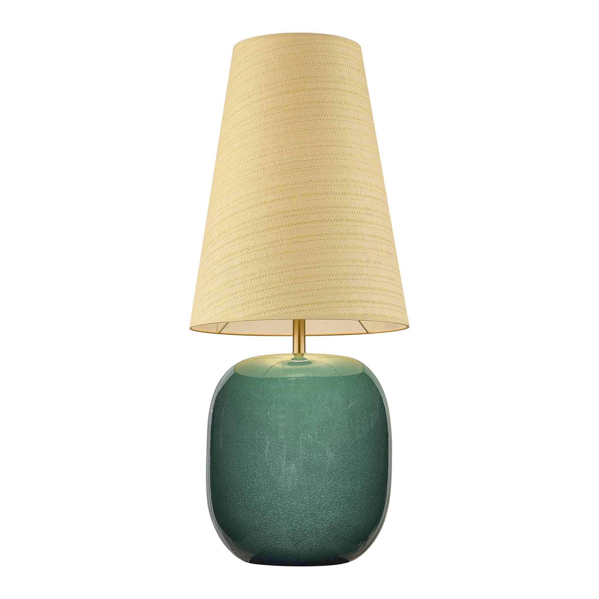 Shown in Warm Brass finish and Beige Parchment shade