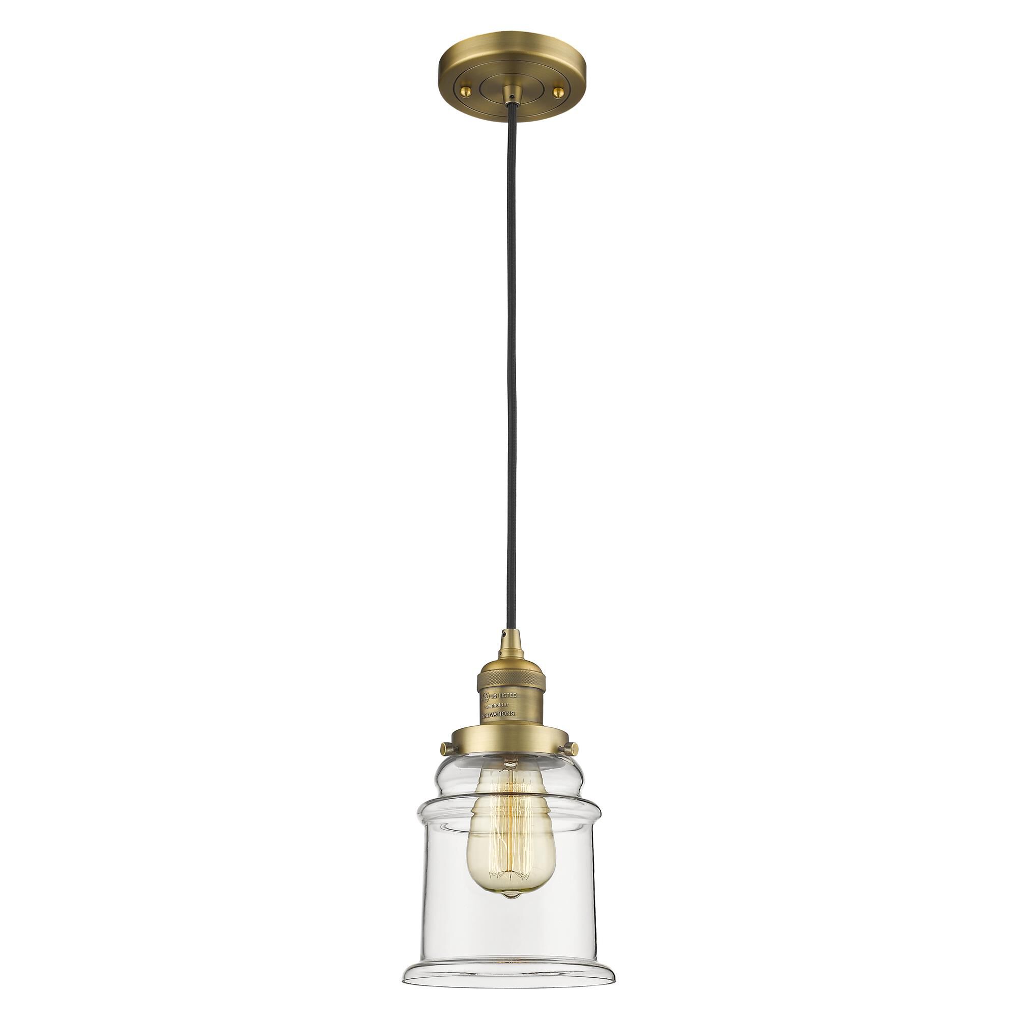 Shown in Brushed Brass finish and Clear glass